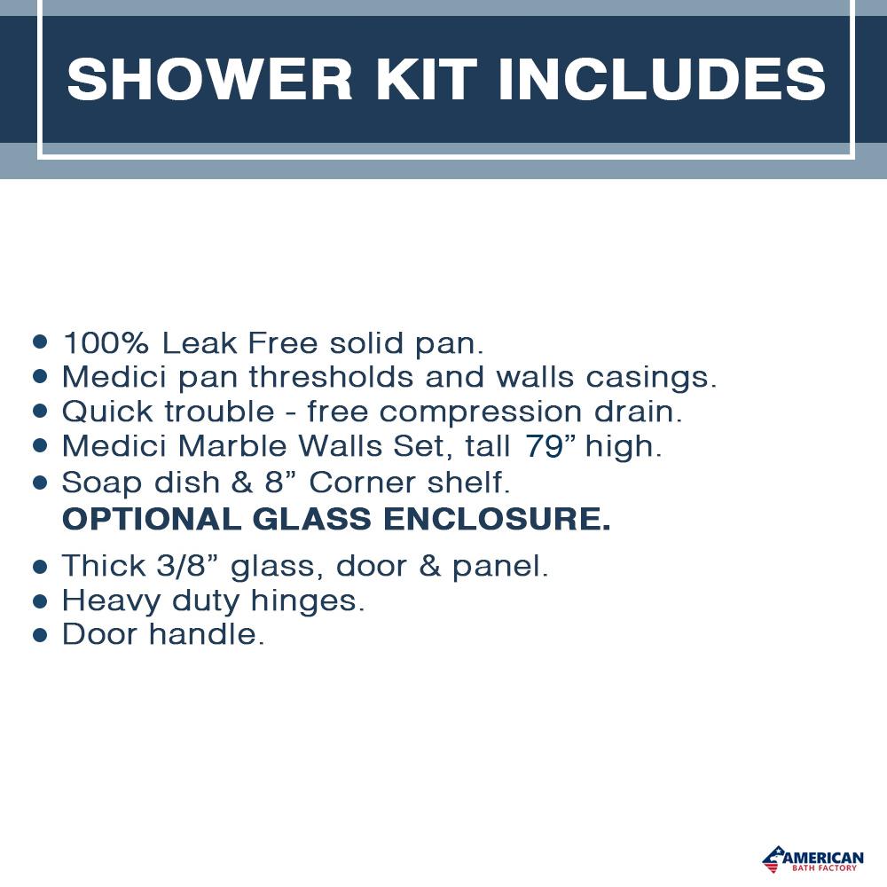 Rafe Marble Diamond Corner Shower Enclosure Kit - Waterproof Bathroom Upgrade for Small Spaces | Modern Frameless Glass Shower Door with Easy Installation for Home & Hotel Use