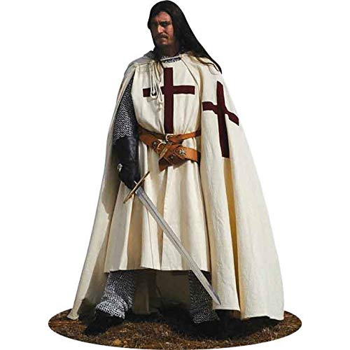 Crusader Knights Templar Cotton Cape with Red Cross - Medieval LARP Costume for Cosplay, Renaissance Fairs & Historical Reenactments