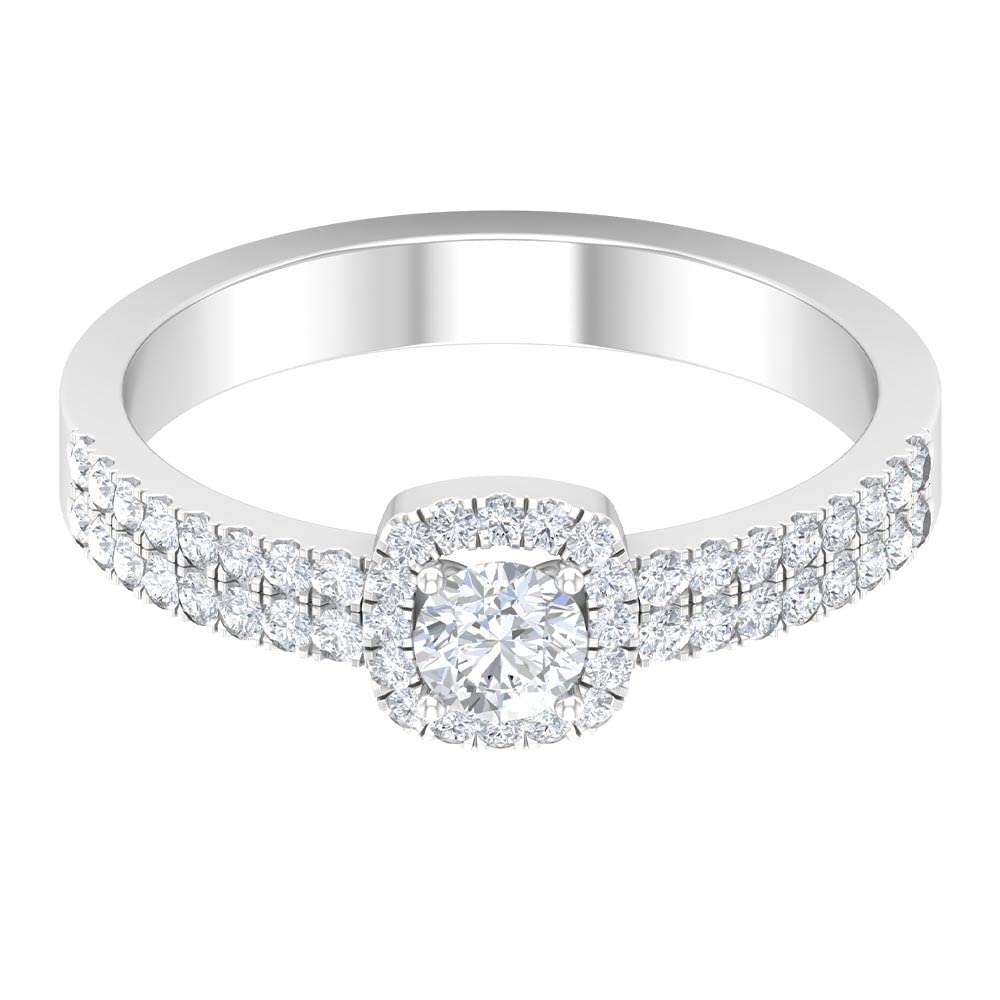 3/4 CT Diamond Engagement Ring for Women - 14K Solid Gold with Side Stones & Halo Setting | Perfect for Proposals, Anniversaries & Special Occasions