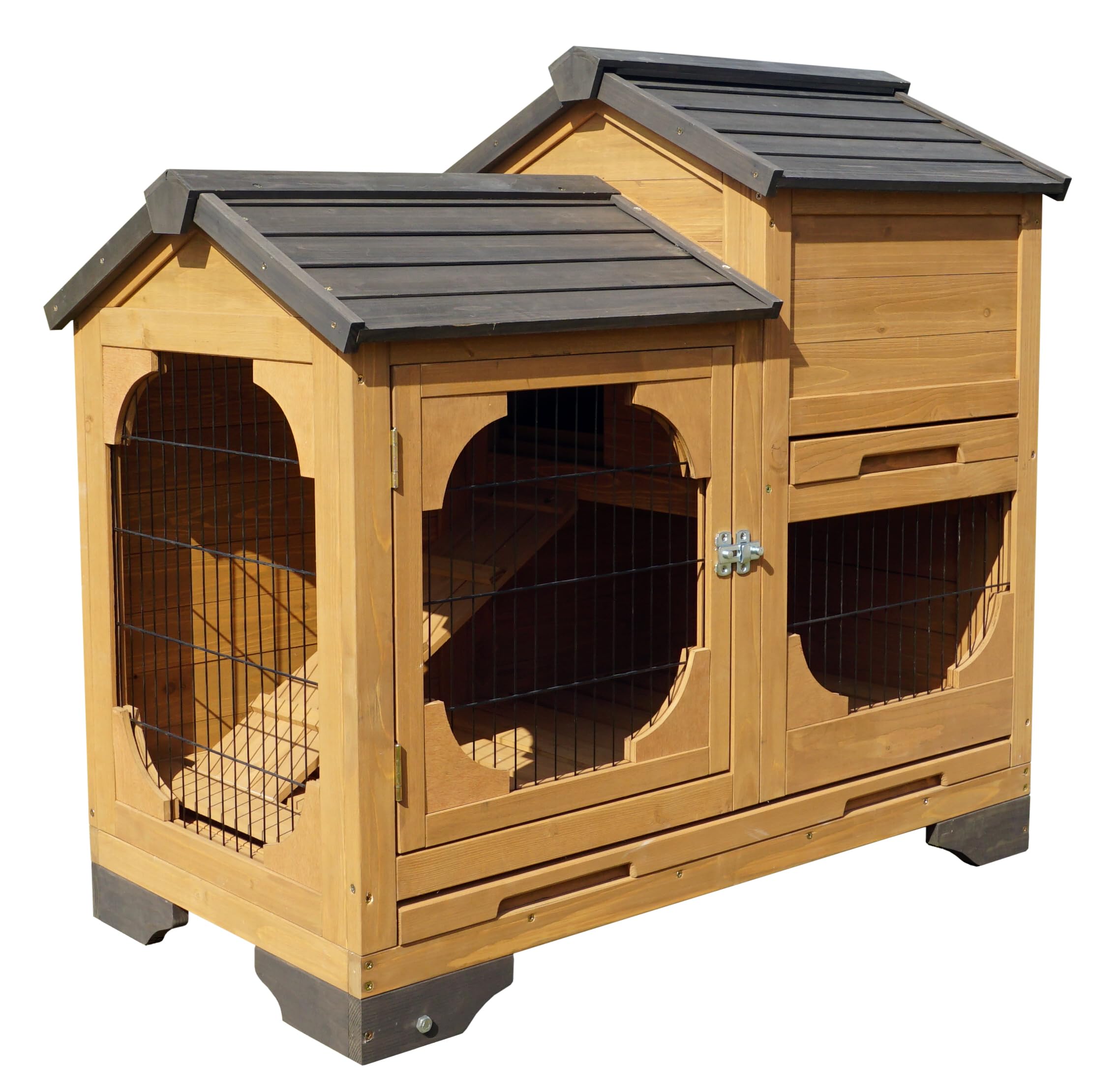 Premium Zoovilla Indoor & Outdoor Rabbit Hutch with Removable Tray & Wheels - Perfect for Small Pets, Backyard, Garden, or Patio Use
