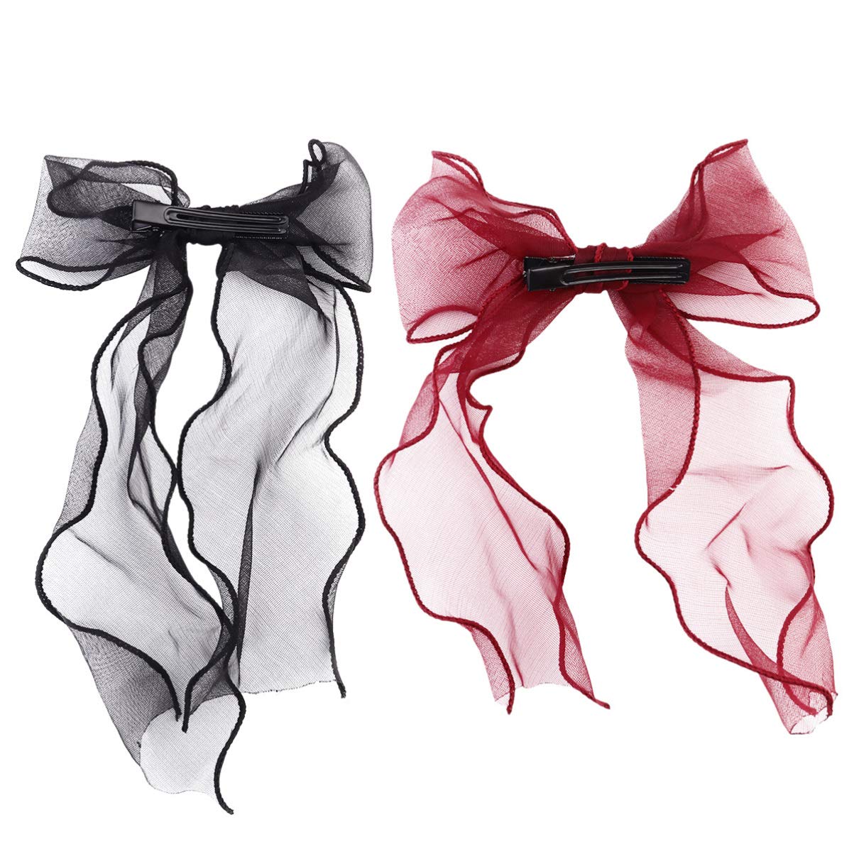 EXCEART 2PCS Large Soft Bow Hair Clips for Women - French Barrette Hair Accessories (Random Color) - Perfect for Weddings, Parties, and Everyday Styling