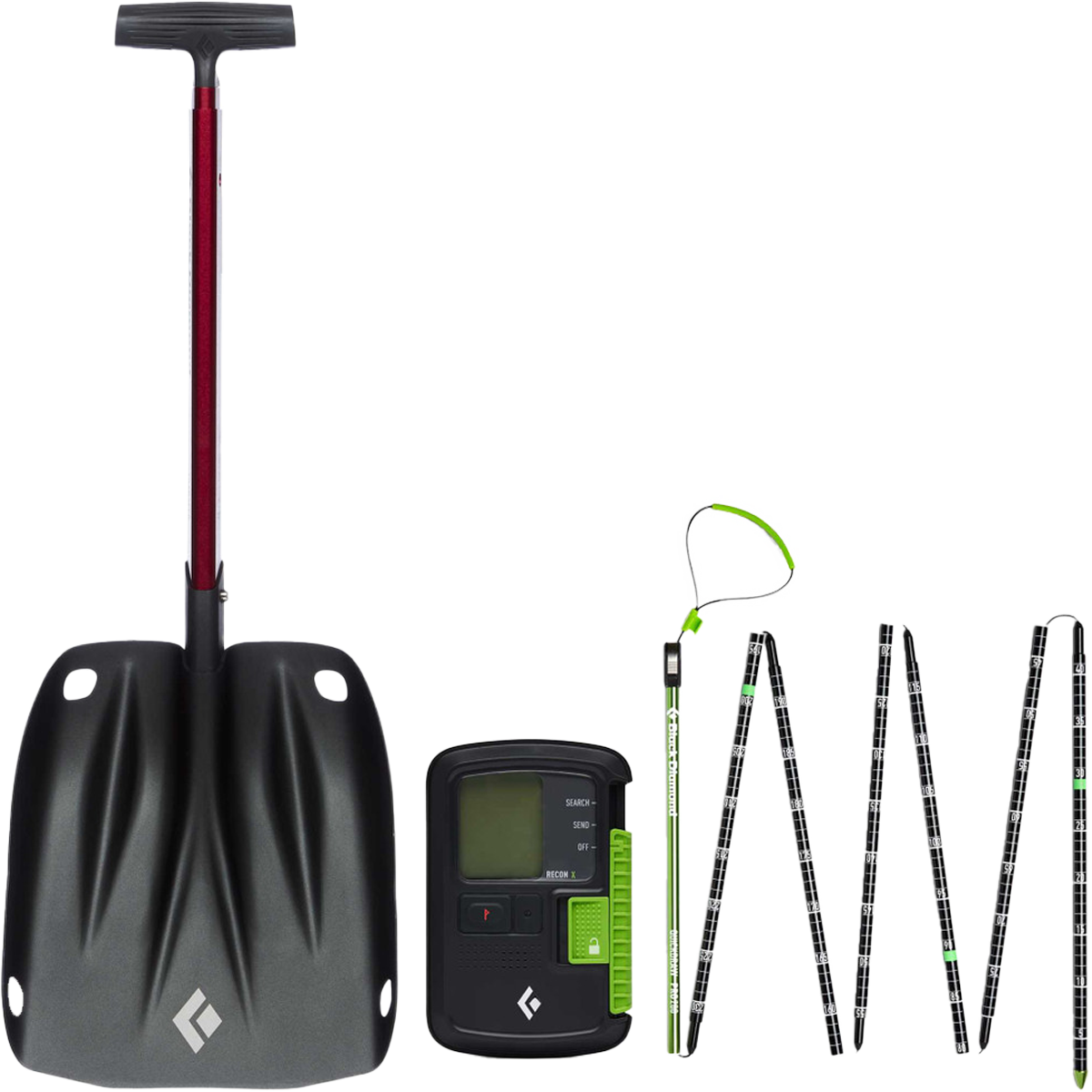 Black Diamond Recon X Avalanche Safety Kit - Lightweight & Durable Avalanche Beacon, Shovel & Probe Set for Backcountry Skiing & Snowboarding Adventures