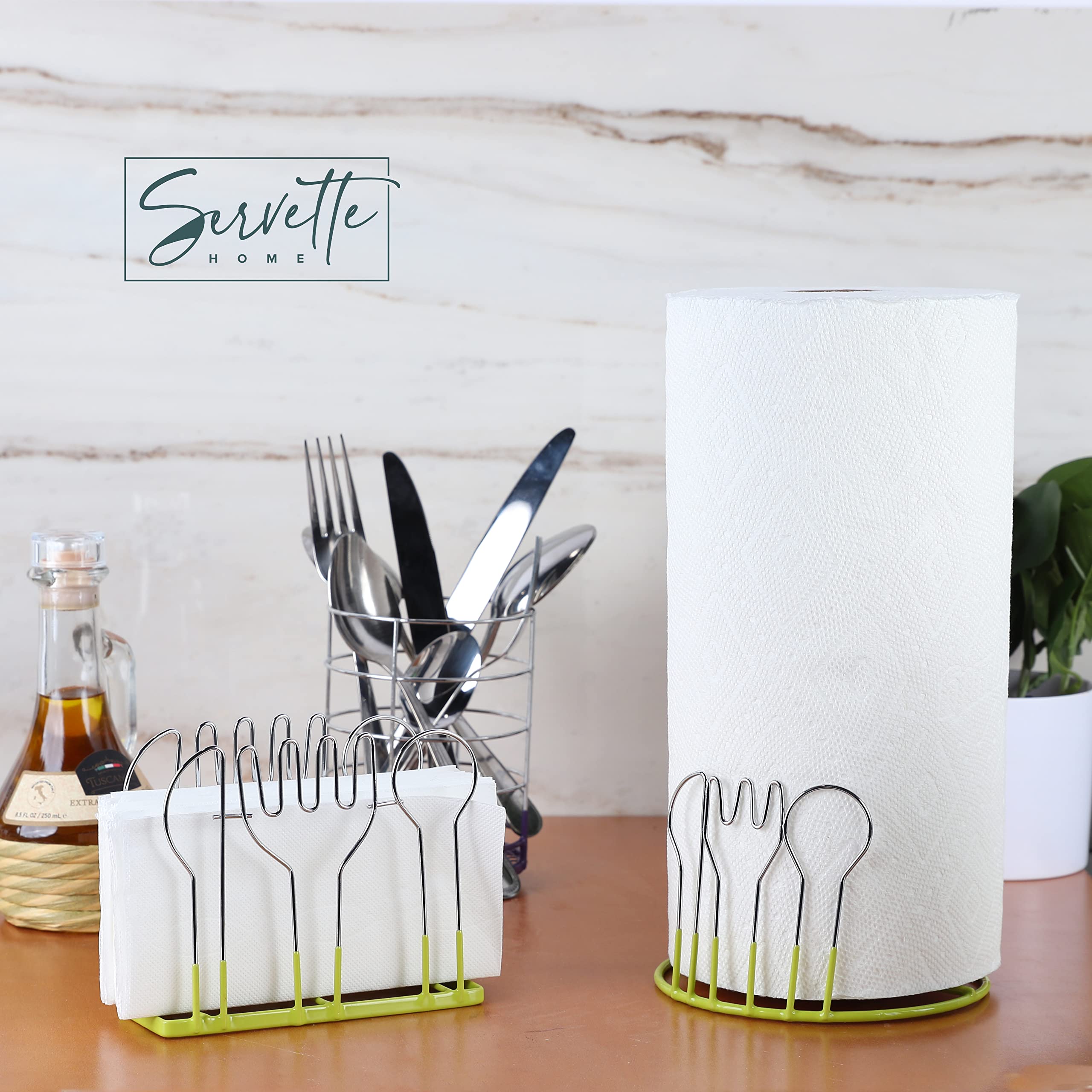 Stainless Steel Wire Napkin Holder & Paper Towel Holder - Modern Cutlery Organizer for Kitchen & Dining - Perfect for Restaurants, Picnics, and Home Use