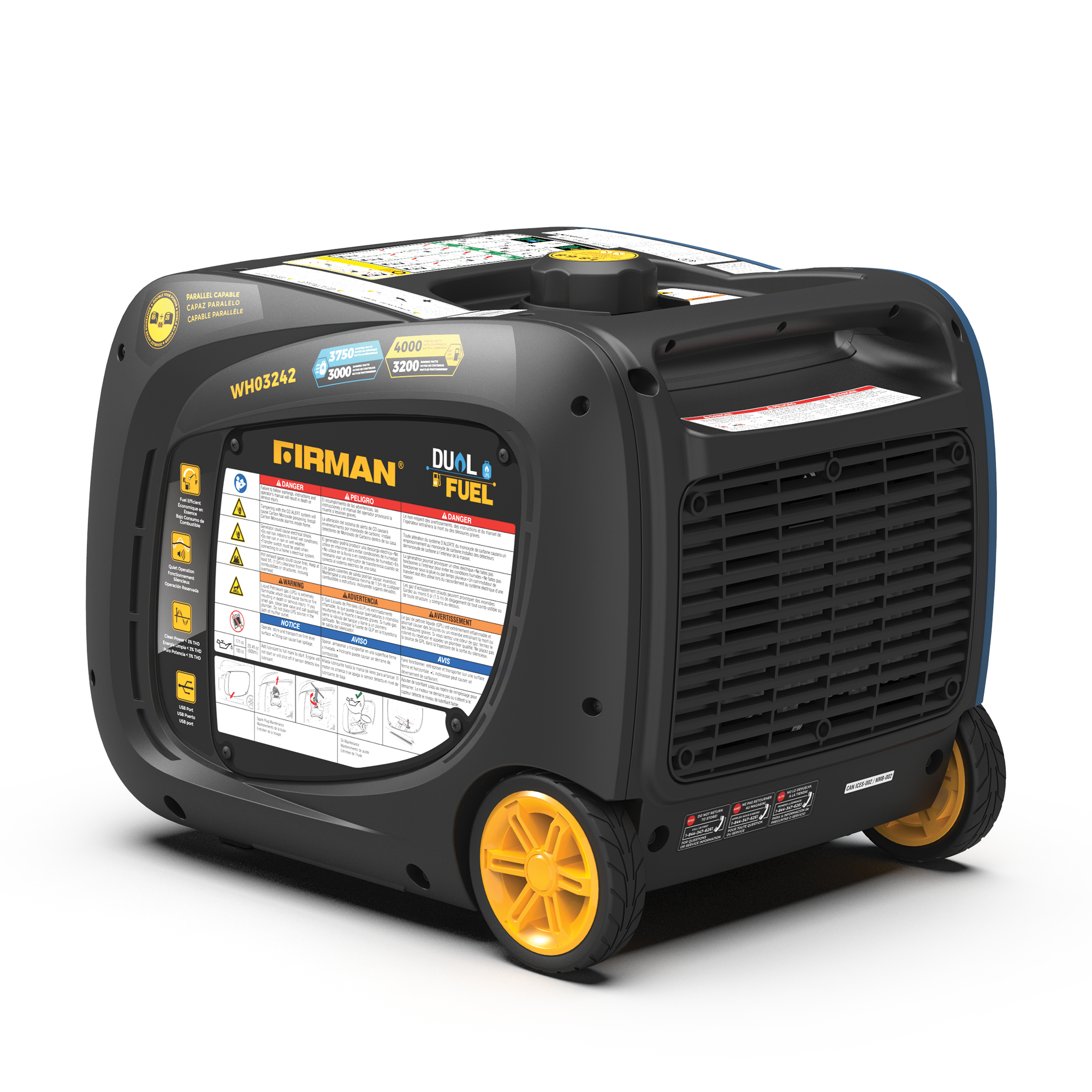 Refurbished 4000W Dual Fuel Inverter Generator with Electric Start - Perfect for Camping, RV Trips & Emergency Power Backup