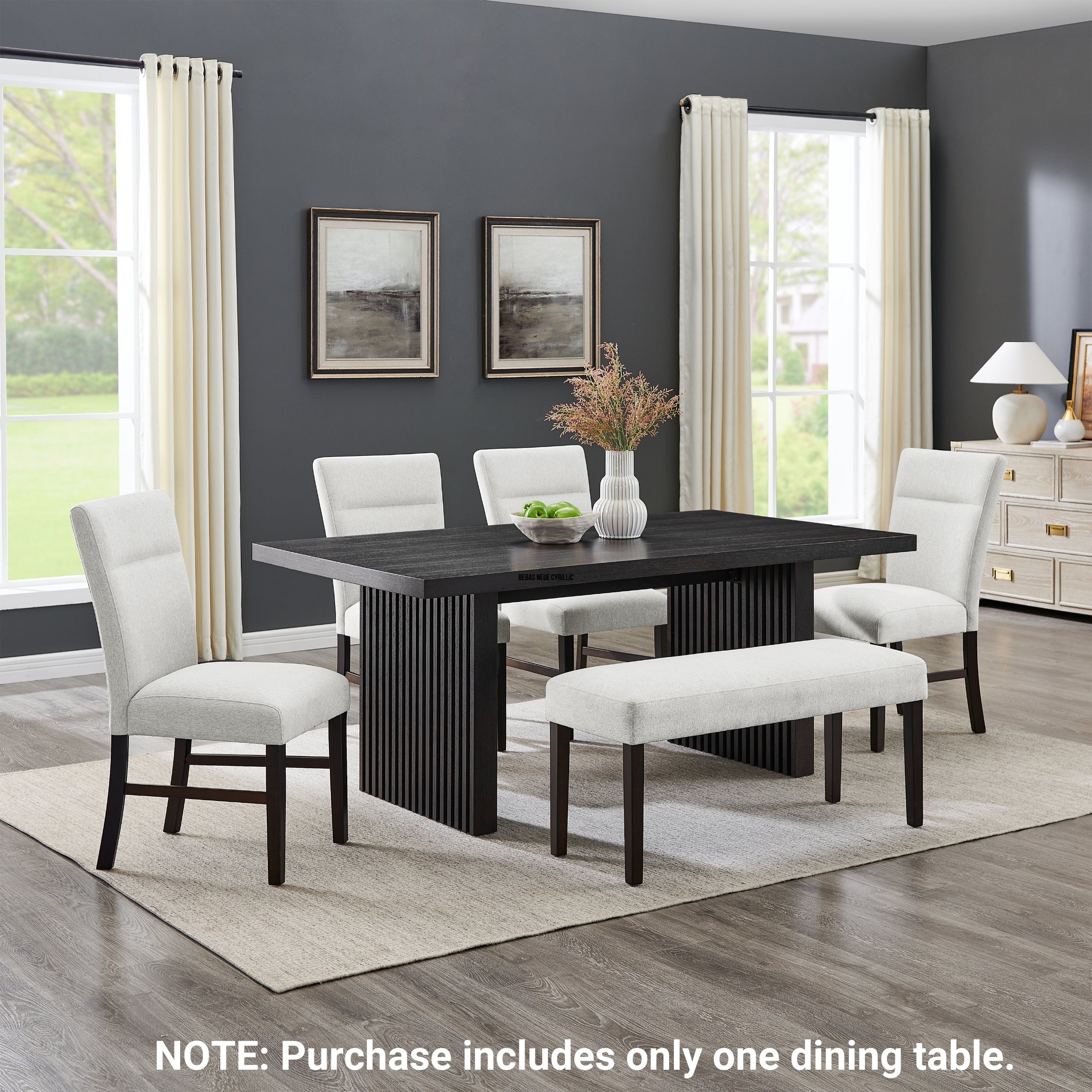 Roundhill Furniture Madison Modern Dining Table with Slat Fluted Base in Espresso - Perfect for Contemporary Dining Rooms & Small Space Apartments