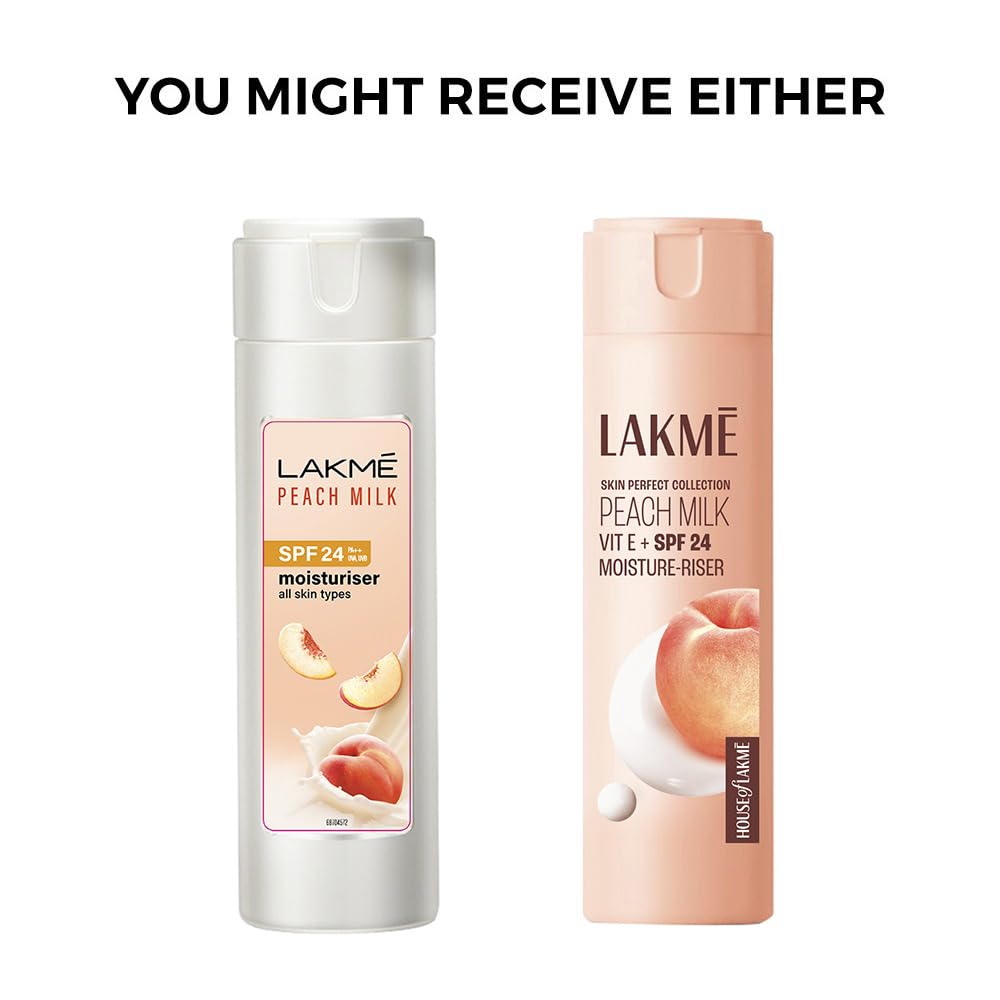 LAKMÉ Peach Milk Moisturizer SPF 24 PA++ Sunscreen Lotion - 60ml | Hydrating Face Cream with Sun Protection for Daily Skincare Routine
