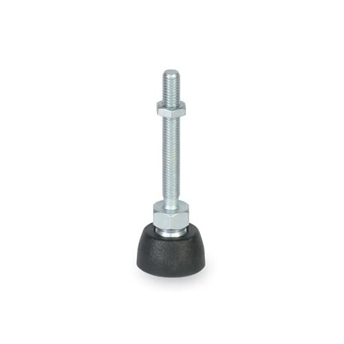 KINETIK MSystem KM.SF2 Adjustable Furniture Leveling Feet - 20mm Foot Diameter, M5 x 40mm Threaded Spindle, Galvanized Steel - Perfect for Leveling Tables, Chairs, Cabinets & Office Furniture