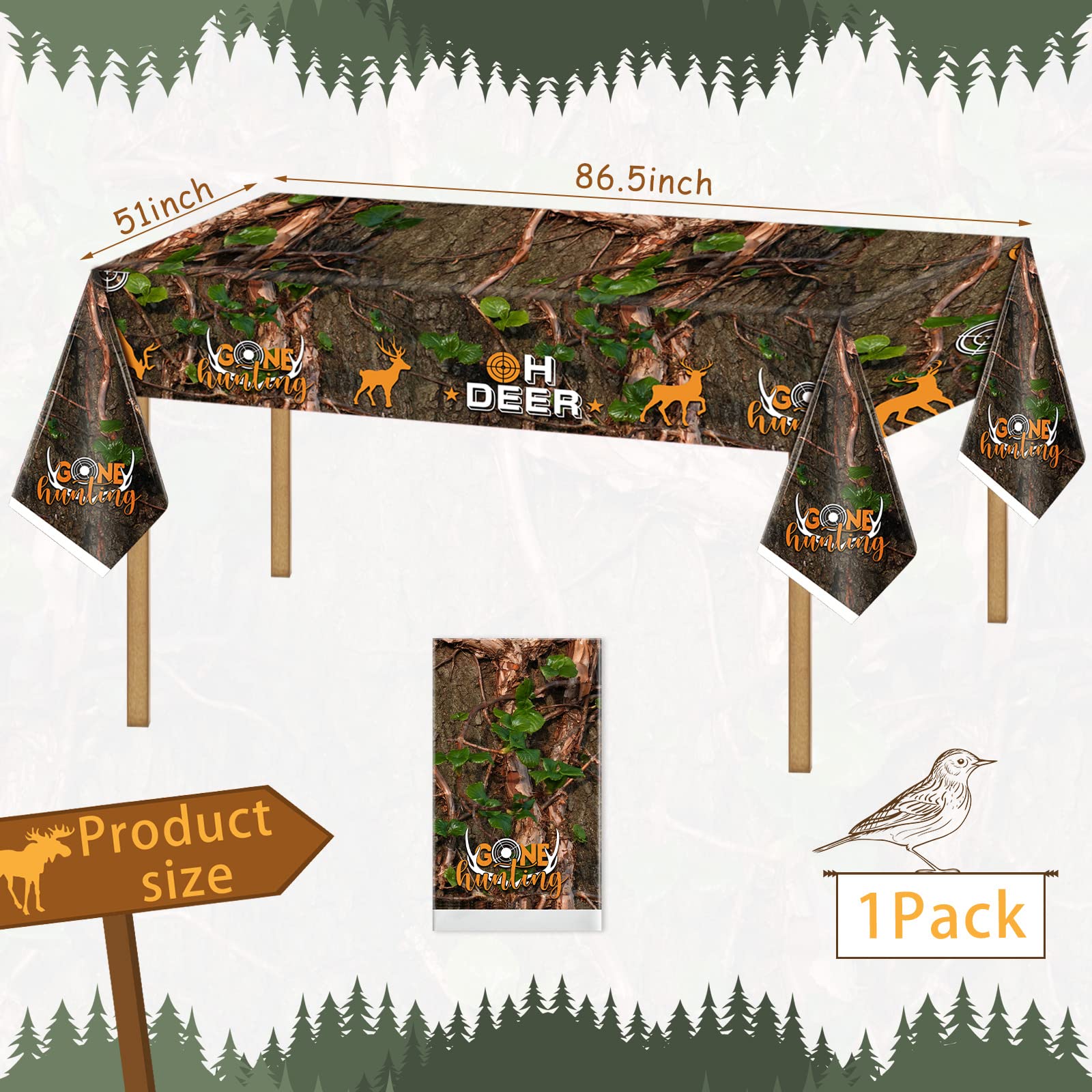 Camo Hunting Tablecloth - Waterproof Plastic Table Cover for Hunting Parties, Birthday Decorations & Baby Showers - 1 Piece | Perfect for Outdoor Events, Camping & Themed Parties