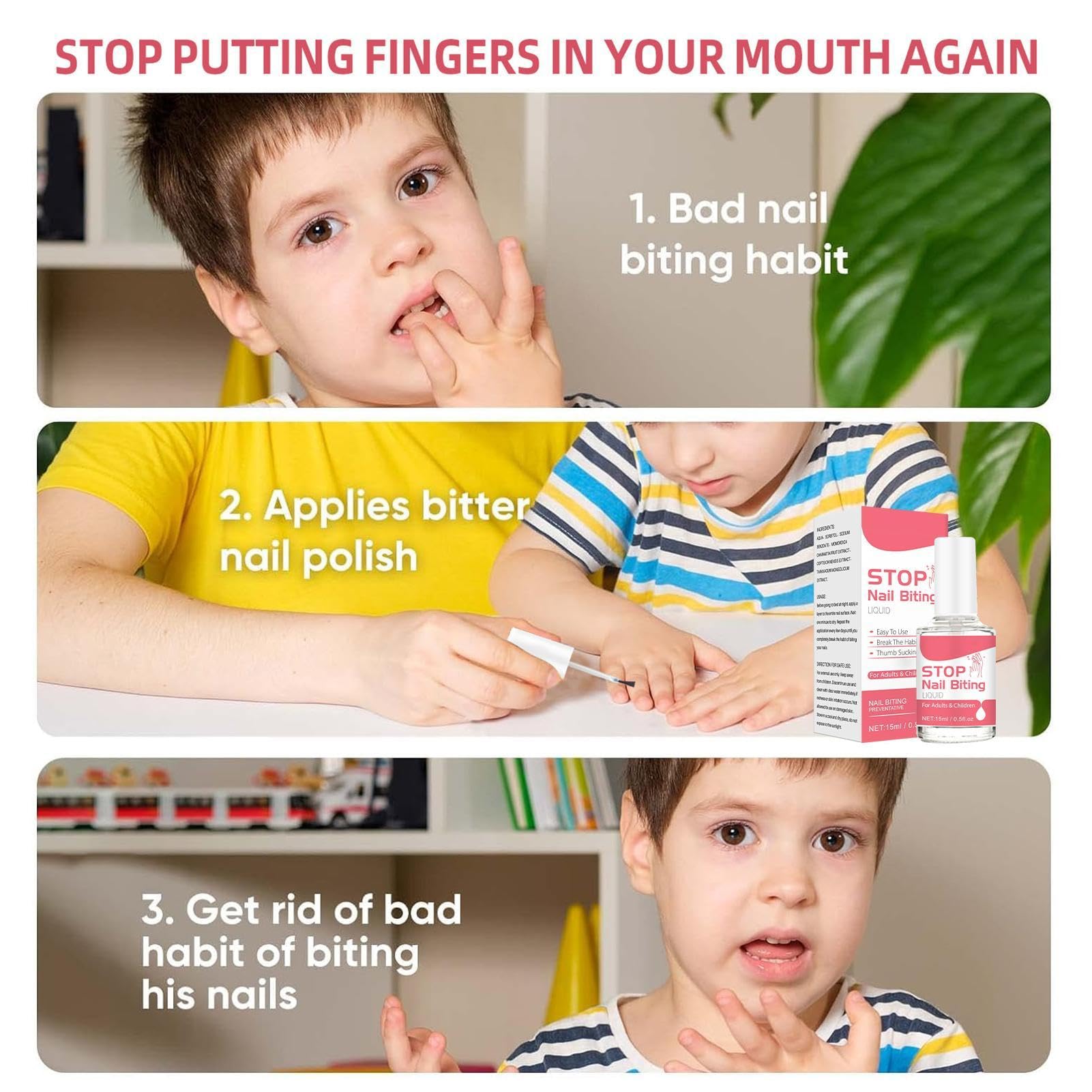 Bitter Nail Biting Prevention Polish for Kids & Adults - 0.5oz Safe Nail Bite Stopper with Long-Lasting Bitter Taste | Stop Thumb Sucking & Finger Chewing Habit | Dermatologist-Tested Formula | Perfect for Home, School & Travel Use