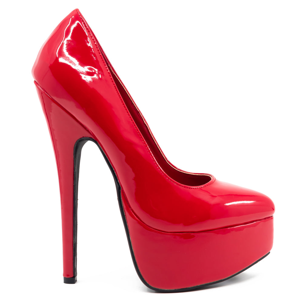 Ellie Shoes Prince 6.5 Inch Stiletto Heels Red Patent Leather Platform Pumps for Women - Perfect for Parties, Date Nights & Formal Events
