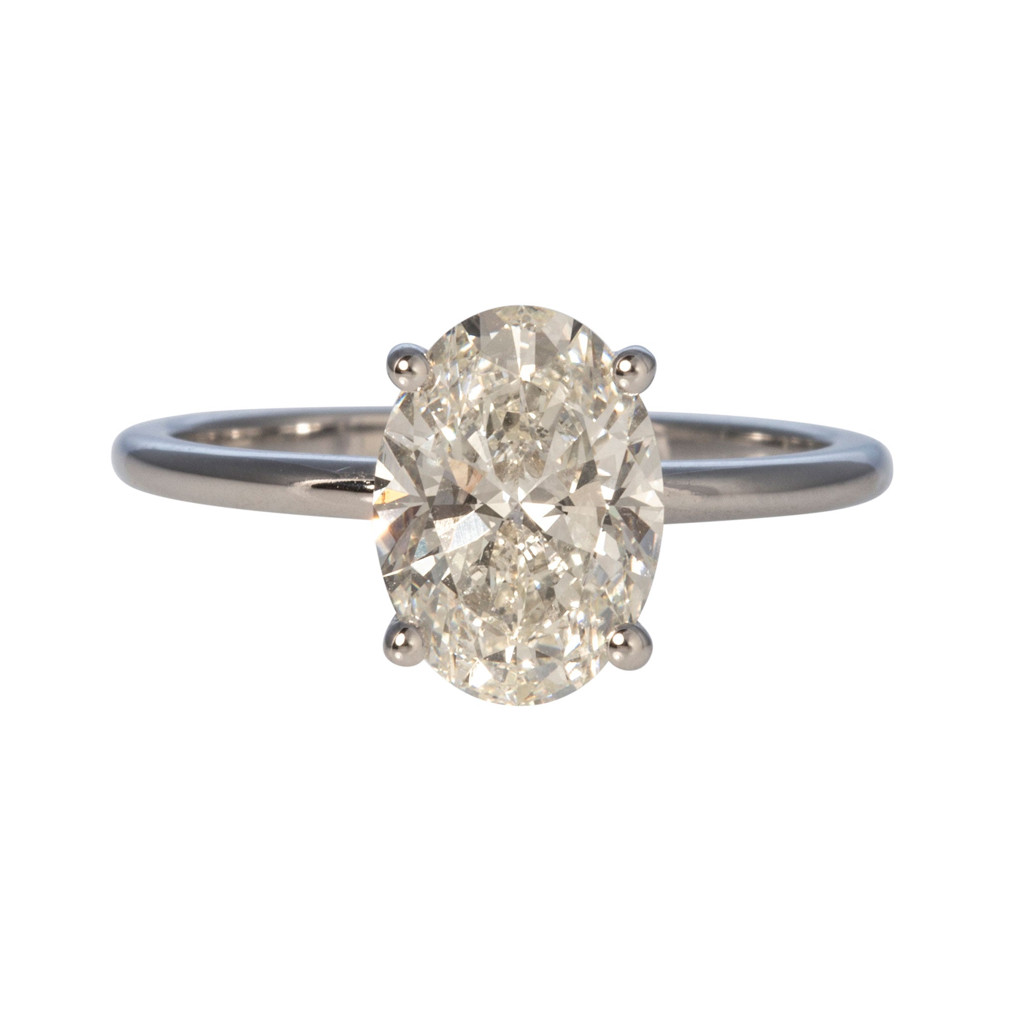 2 Carat Oval Cut Diamond Solitaire Engagement Ring in 14K White Gold - I SI1 Clarity, Perfect for Proposals & Anniversaries