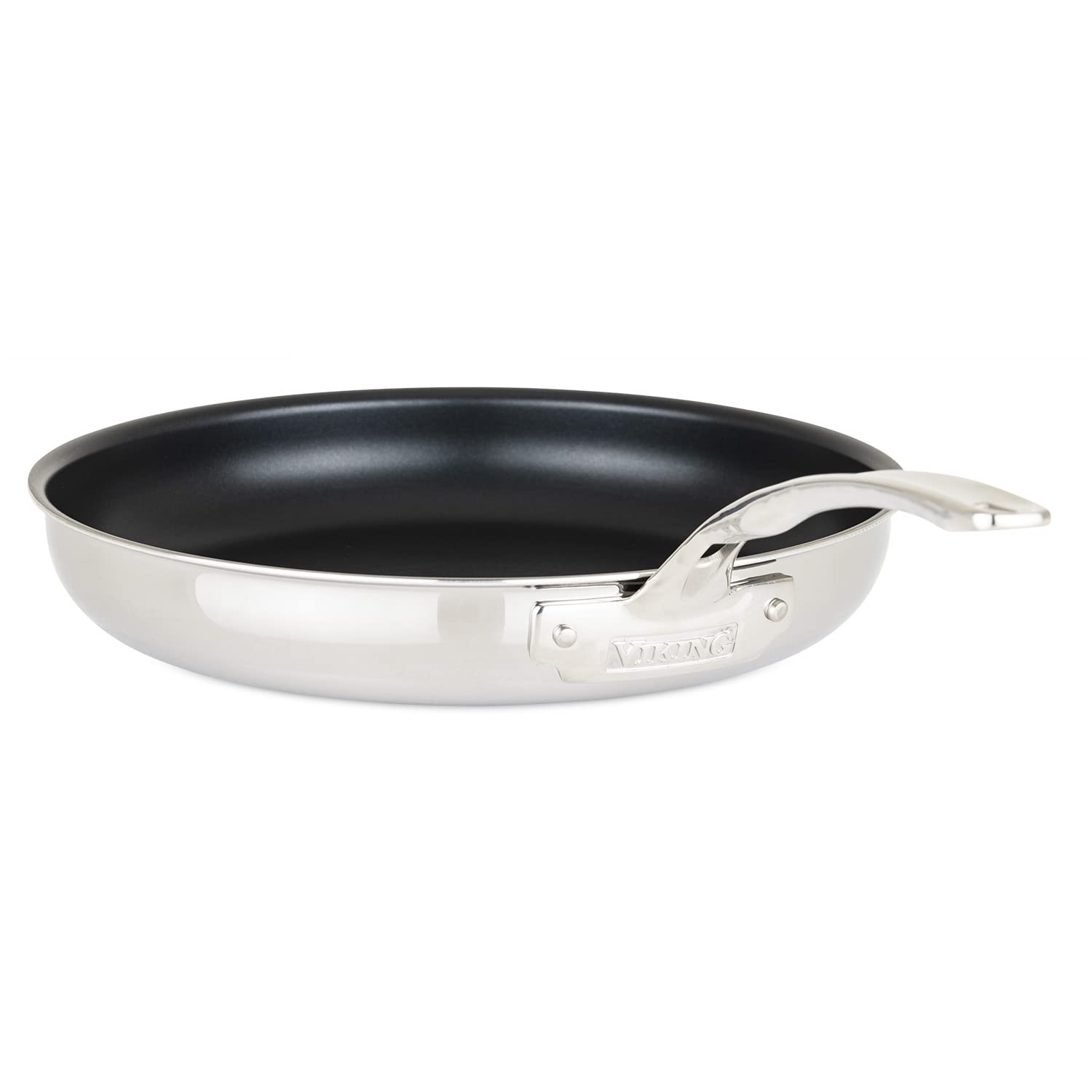 Viking 3-Ply Non Stick Frying Pan Set - 2-Piece Hybrid Plus Stainless Steel Cookware (8 & 10 Inch) - Blue & Silver - Perfect for Sautéing, Frying & Everyday Cooking