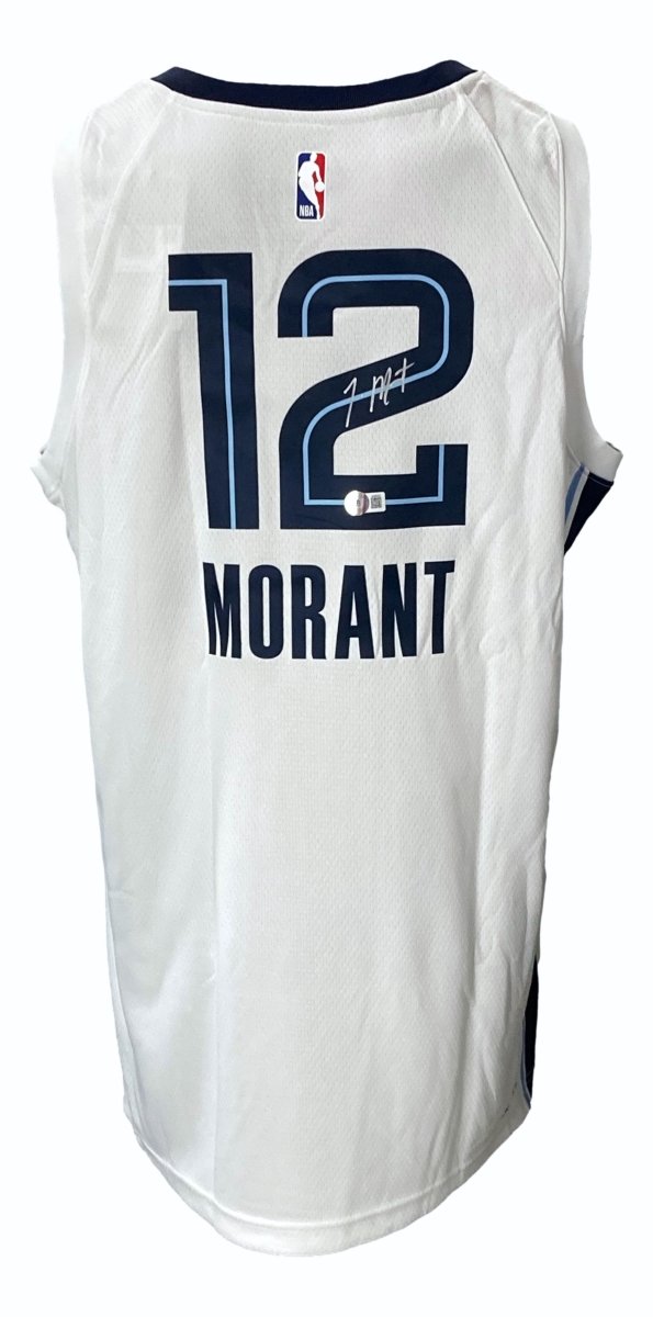 Authentic Ja Morant Signed Memphis Grizzlies White Nike Swingman Jersey - Limited Edition NBA Collectible for Fans & Memorabilia Enthusiasts - Perfect for Game Day, Display Cases, and Sports Collections