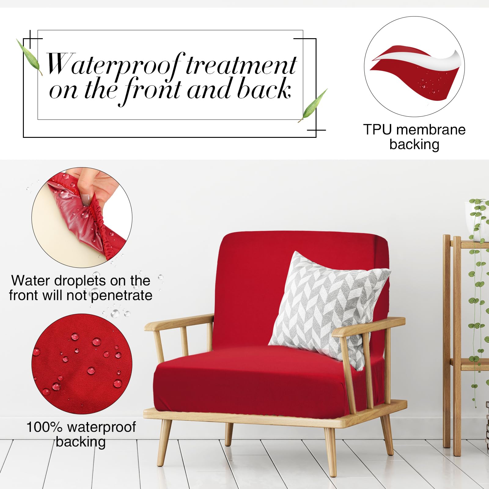 8Pcs Stretch Patio Cushion Covers - Waterproof Outdoor Sofa Slipcovers Set, Washable Furniture Replacement Covers for Chair, Couch & Seat (Burgundy) - Perfect for Backyard, Deck & Poolside Lounging