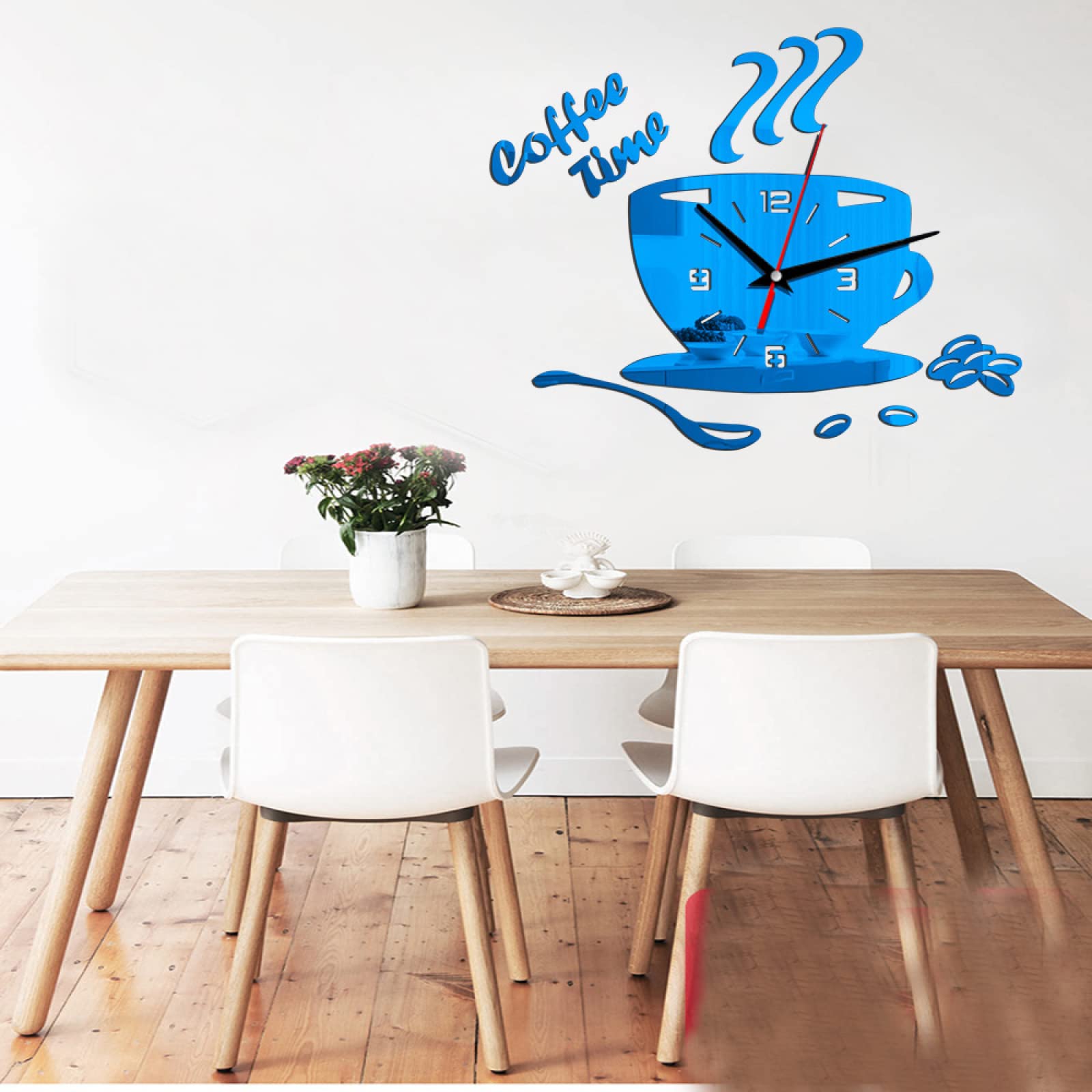 Creative DIY 3D Wall Clock - Acrylic Coffee Cup & Teapot Design - Modern Kitchen & Living Room Decor - Unique Home Wall Clock for Dining Room & Office - Perfect Gift for Coffee Lovers & Home Decor Enthusiasts