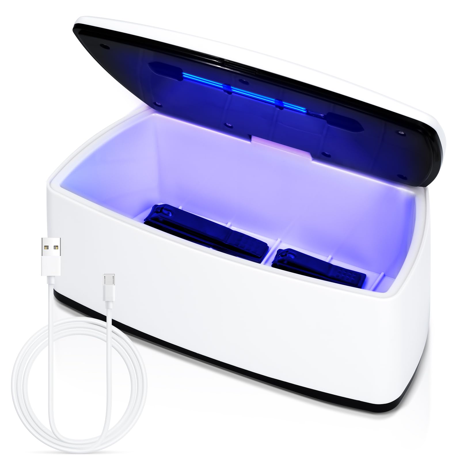 Portable 1L USB Nail Tool Sterilizer - High Temperature Cleaning Box for Manicure Salon, Tattoo Tools, Jewelry, Watches & Phones - Perfect for Salon, Home & Travel Use (White)