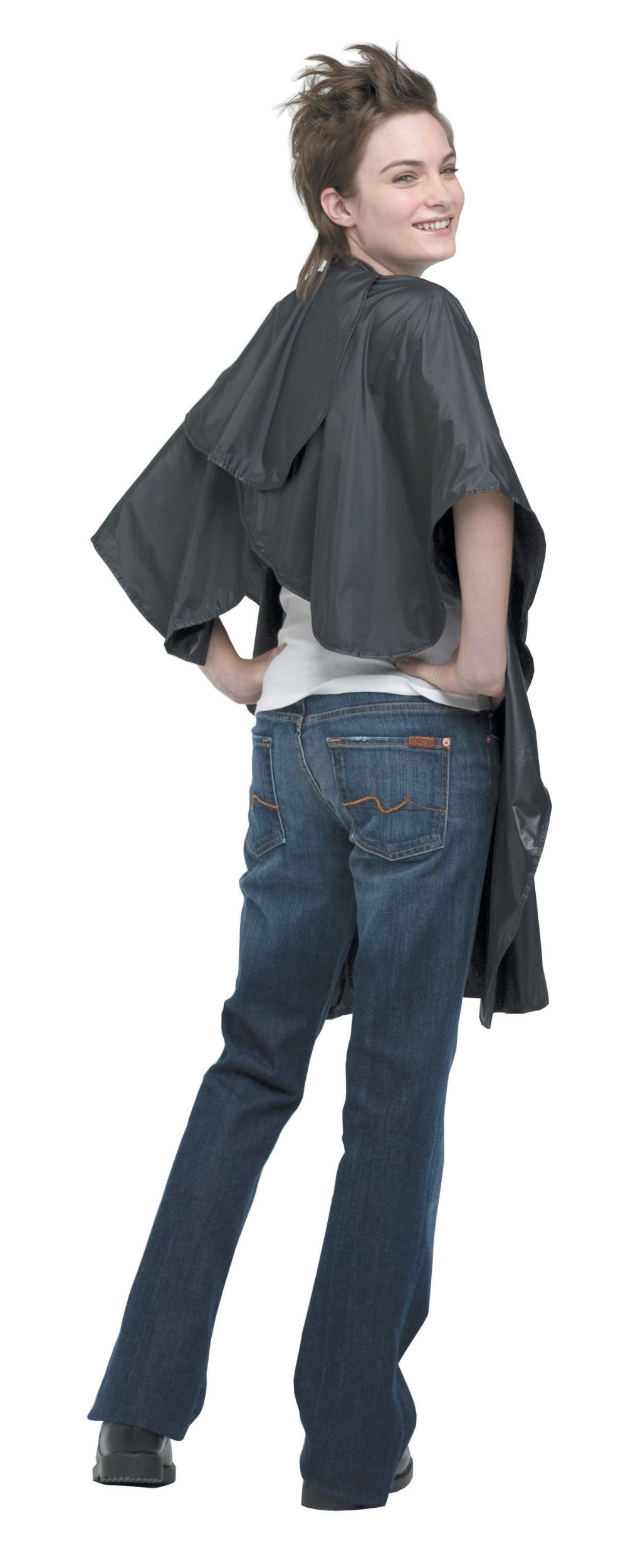 Andre Dri-Back Waterproof Shampoo Cape for Hair Salon & Home Use - Black Hair Cutting Cape with Adjustable Neck Closure for Adults & Kids - Perfect for Haircuts, Coloring & Styling