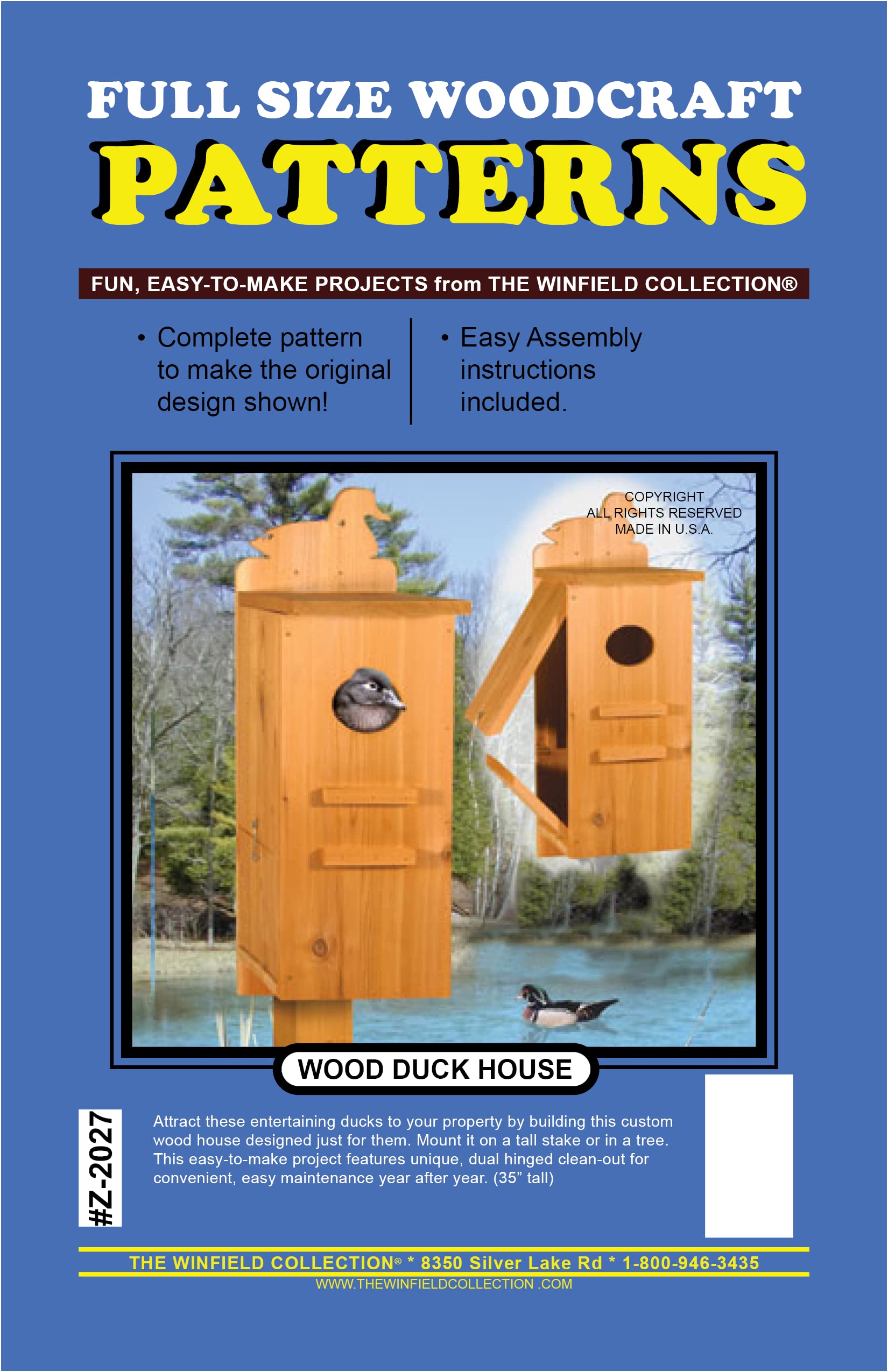 Wood Duck House DIY Woodworking Kit - Step-by-Step Building Plan for Bird Lovers | Perfect for Backyard Wildlife Habitat & Nature Conservation Projects