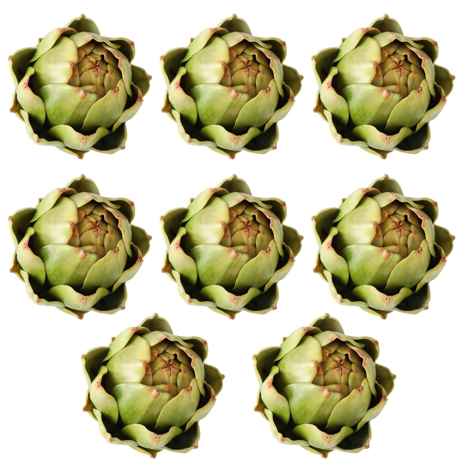 GiftYou 8-Pack Large Green Faux Artichokes - Artificial Vegetables & Fake Fruits for Kitchen Decor, Dining Table Centerpiece, Party & Home Styling (Green)