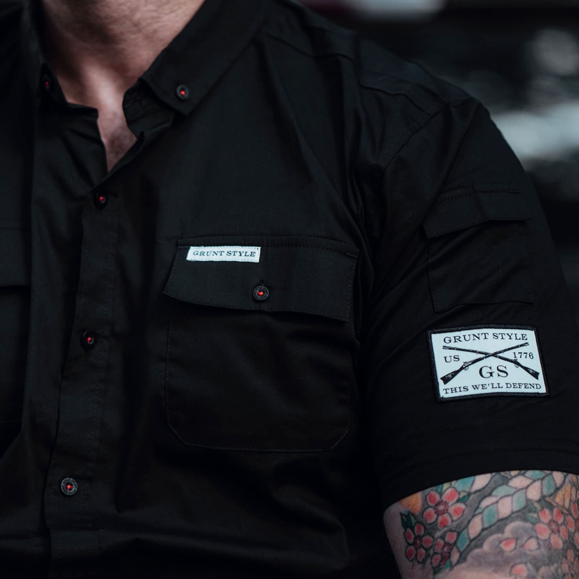 Grunt Style Men's Short Sleeve Button Down Shirt - Casual Workwear & Garage Mechanic Shirt for Outdoor Activities and Everyday Wear