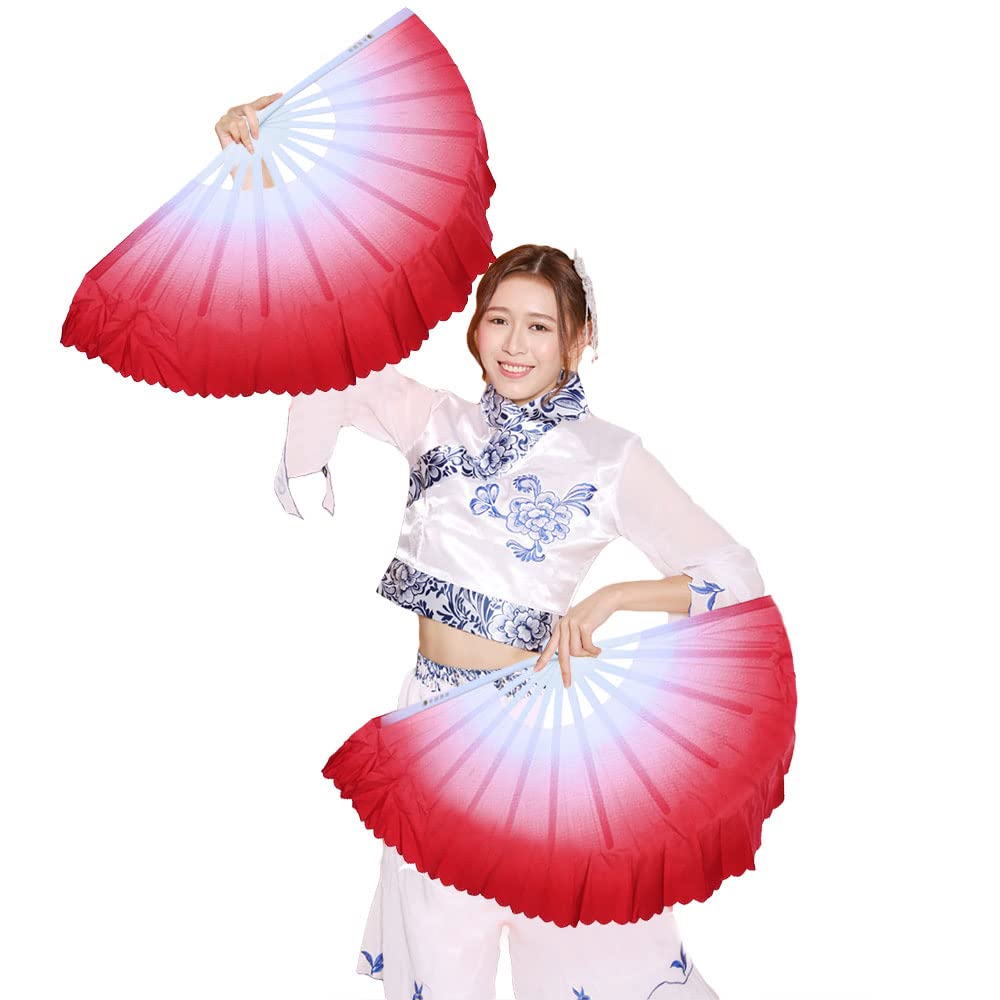 ZooBoo 13 Inch Plastic Kung Fu Tai Chi Fan - Pair of Left & Right Hand Folding Fans for Martial Arts, Dance Performance, and Traditional Chinese Exercise - Perfect for Tai Chi Practice, Stage Shows, and Cultural Events