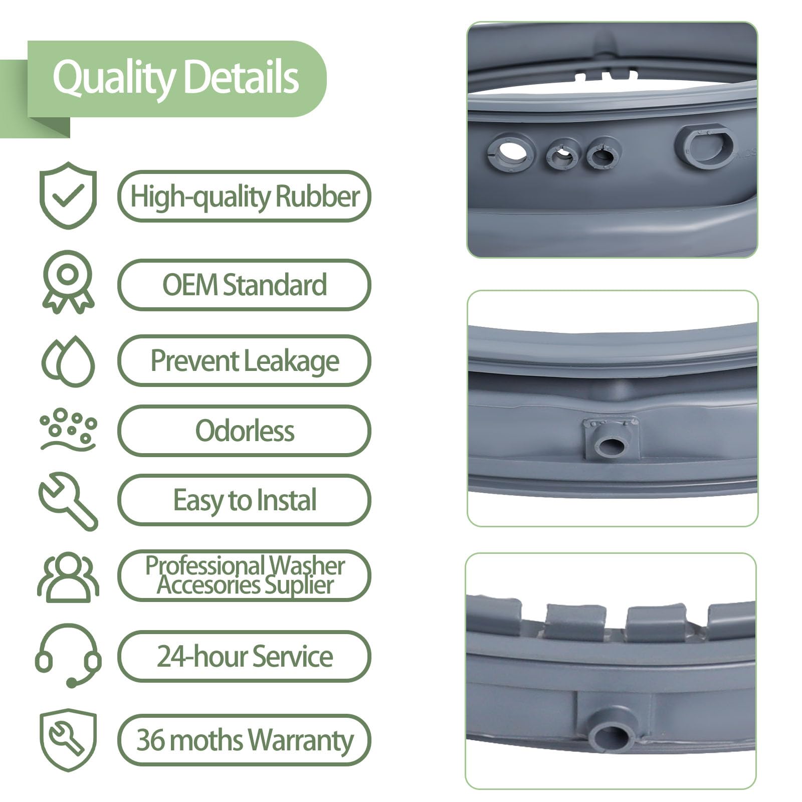 LG Kenmore Washer Door Boot Seal Gasket Replacement - Compatible with WM3470HVA, WM3570HVA, WM3570HWA, WM3770HWA, WM3470HWA, WM3575CW, MDS47123605 - Durable Rubber Seal for Washing Machine Door - Perfect for Leak Prevention and Quiet Operation
