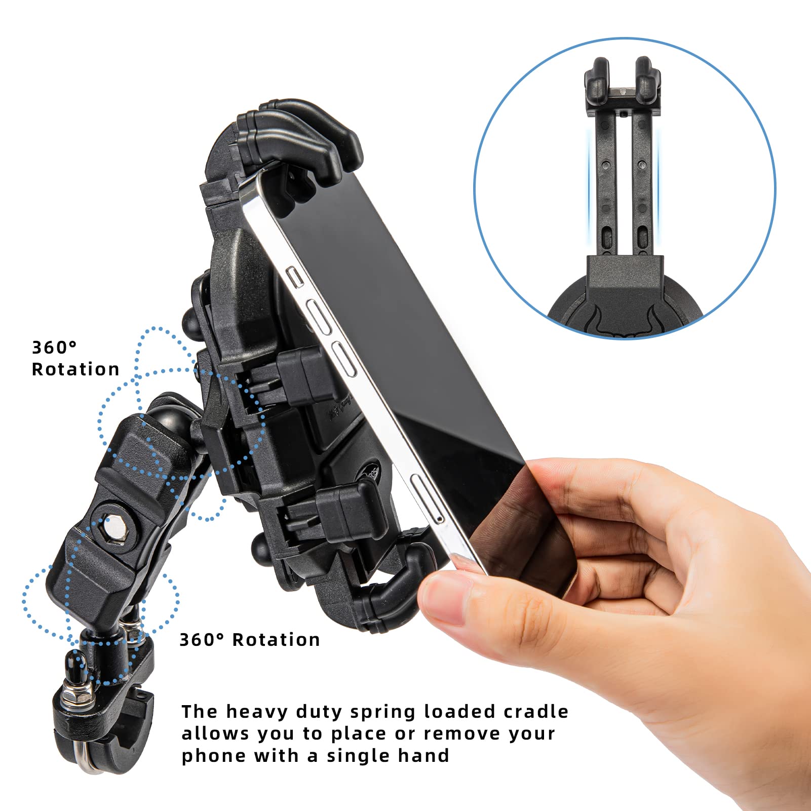 ROCKBROS Motorcycle Phone Mount - Universal Vibration Dampener Holder for Bikes, ATV, Scooter (4.7