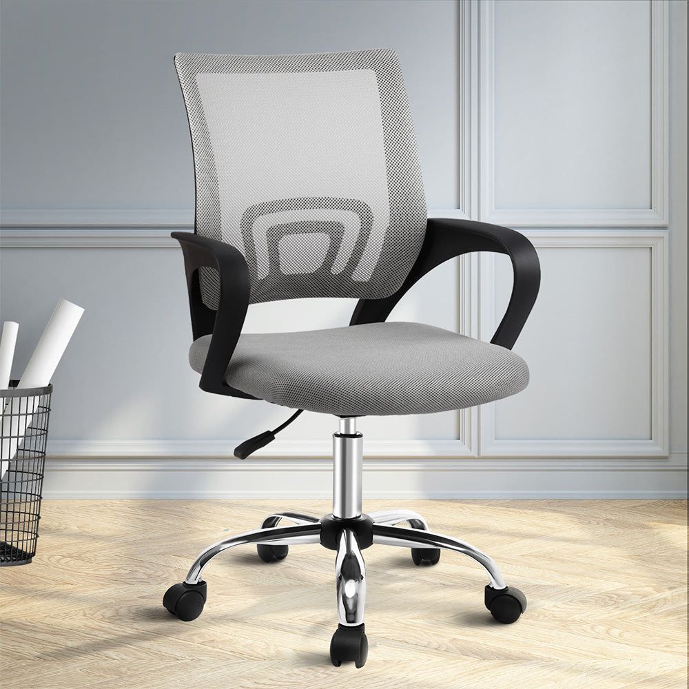 Ergonomic Mesh Office Chair with Mid Back Support - Grey - Perfect for Home Office, Gaming, and Workspace Comfort