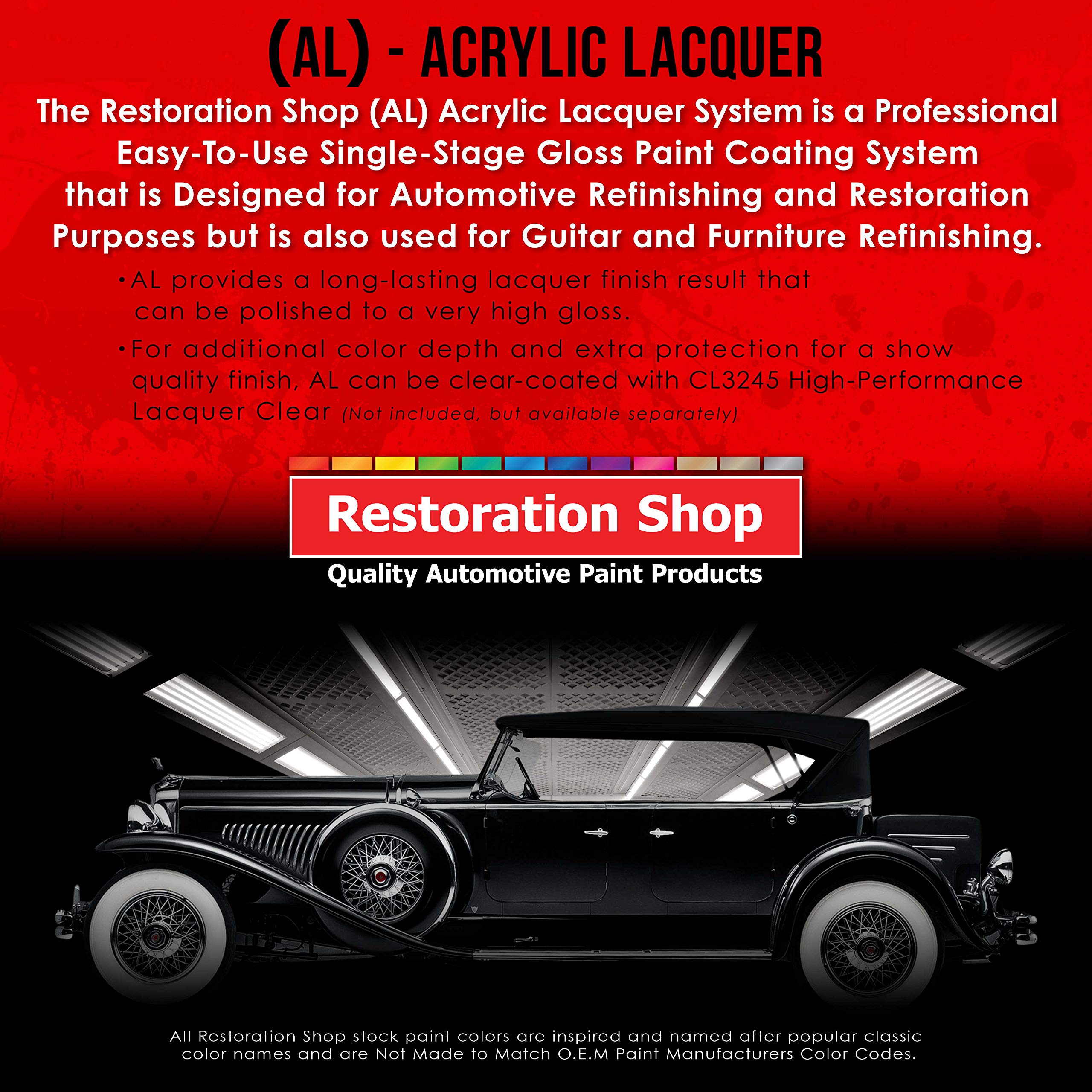 Restoration Shop - Jet Black (Gloss) Acrylic Lacquer Auto Paint - 1 Gallon Professional Automotive Refinish Coating for Cars, Trucks, Guitars & Furniture - High Gloss Finish for DIY & Professional Use