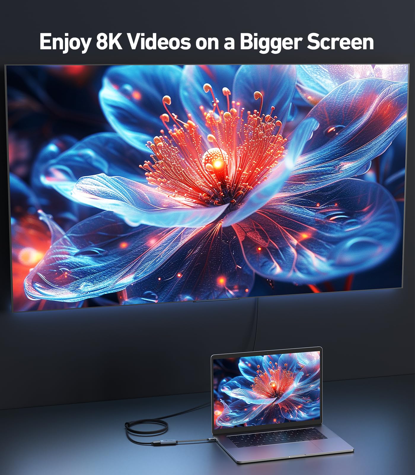 8K@60Hz USB C to HDMI 2.1 Adapter - 4K@144Hz Thunderbolt 4/3 Converter with 48Gbps, HDCP2.3, HDR & Dolby Vision - Compatible with Laptops, Tablets, Galaxy S24 - Perfect for Home Theater, Gaming & Office Presentations