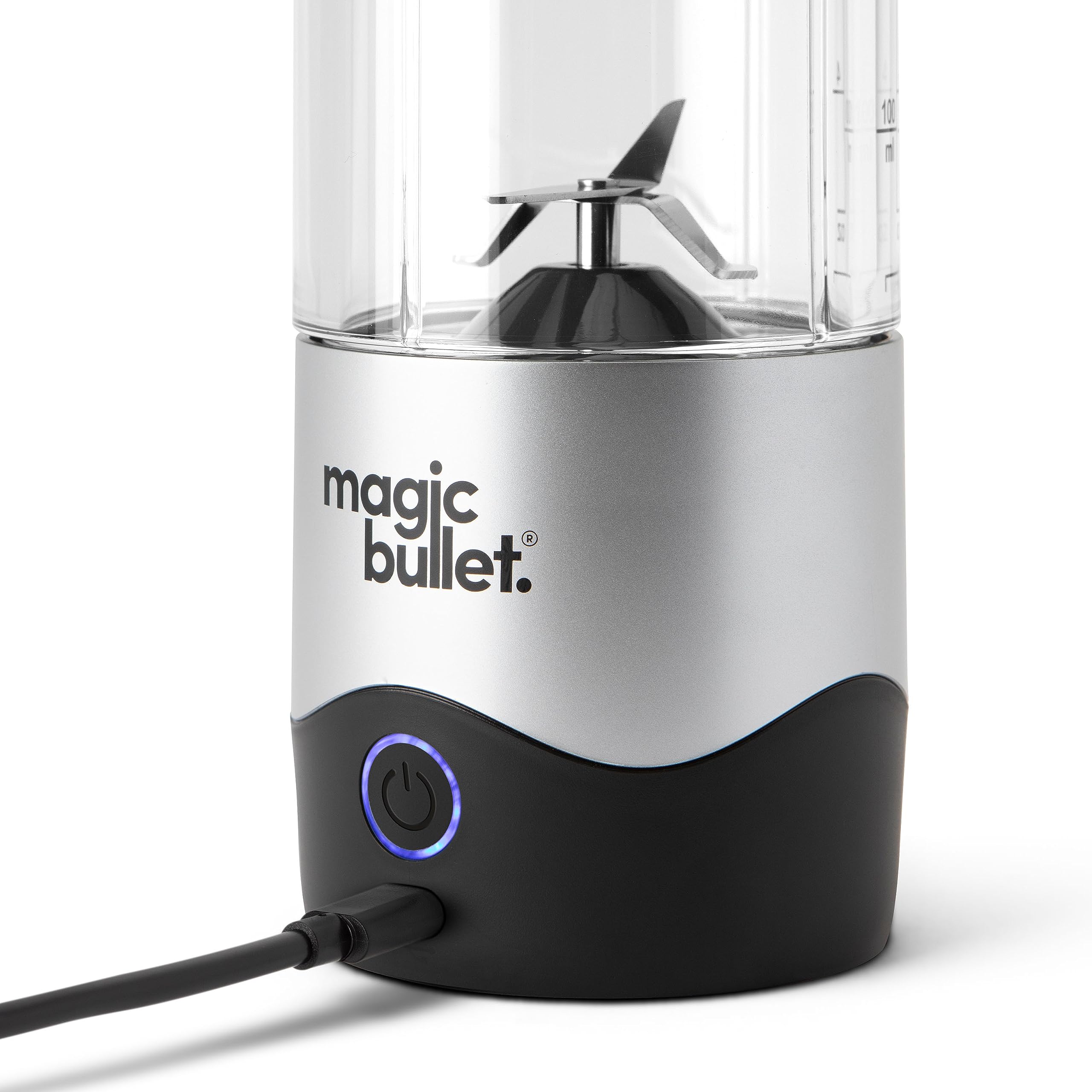 Magic Bullet Portable Blender MBPB50100 - 16 oz Silver Personal Smoothie Maker for Shakes, Juices & Protein Drinks - Perfect for Gym, Office & Travel