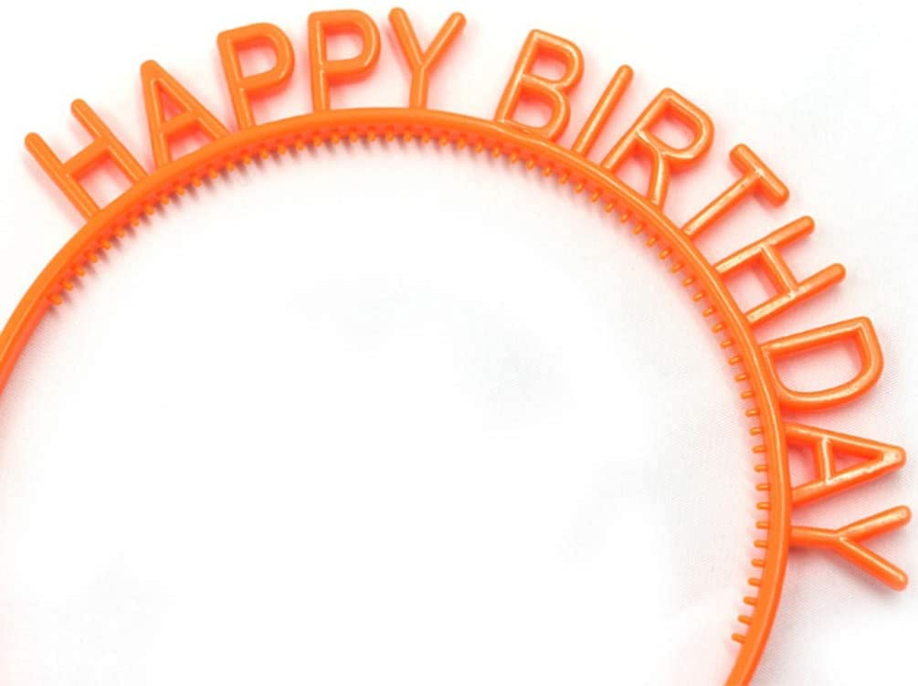 Happy Birthday Hair Hoop for Girls - Orange Plastic Party Headband with Teeth - Pack of 1 - Perfect for Birthday Parties, Costumes & Celebrations