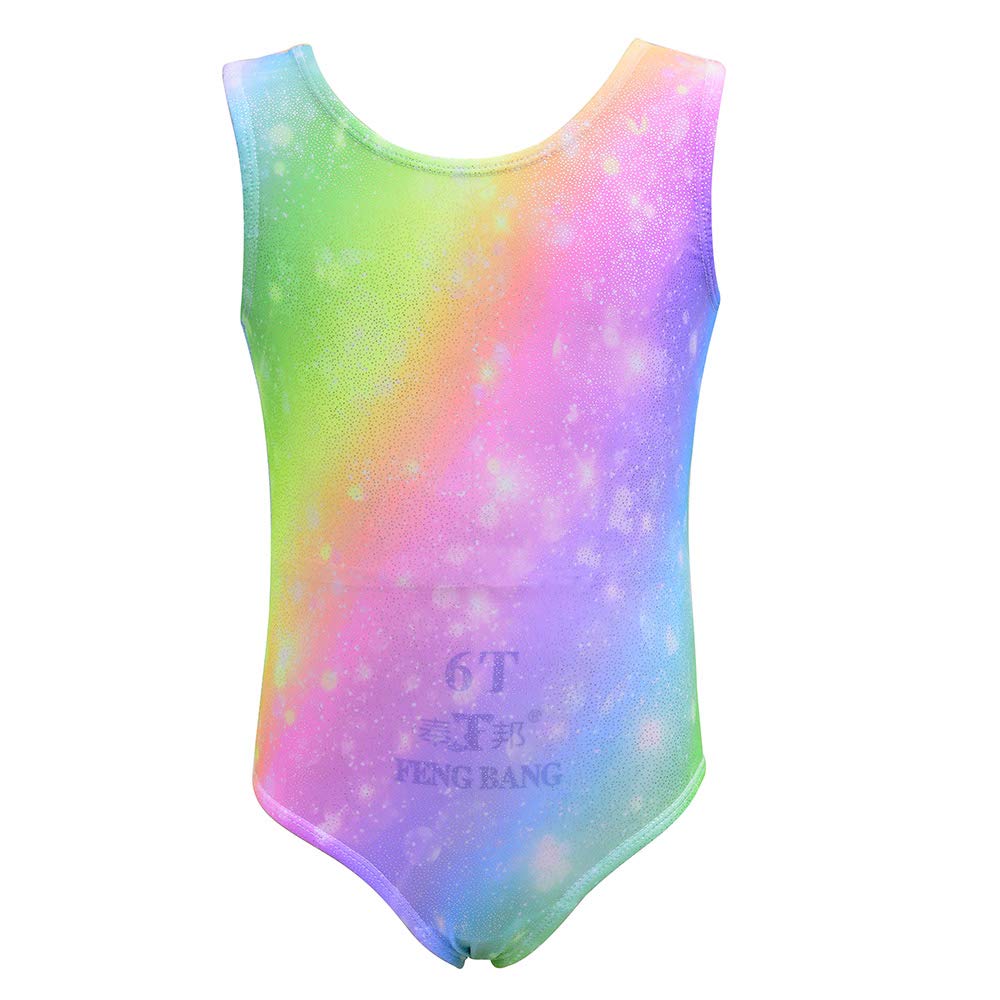 **Aosva Girls Gymnastics Leotard - Sparkly Rainbow One-Piece Dance Leotard for Ages 2-11 | Perfect for Ballet, Cheerleading & Gymnastics Practice**