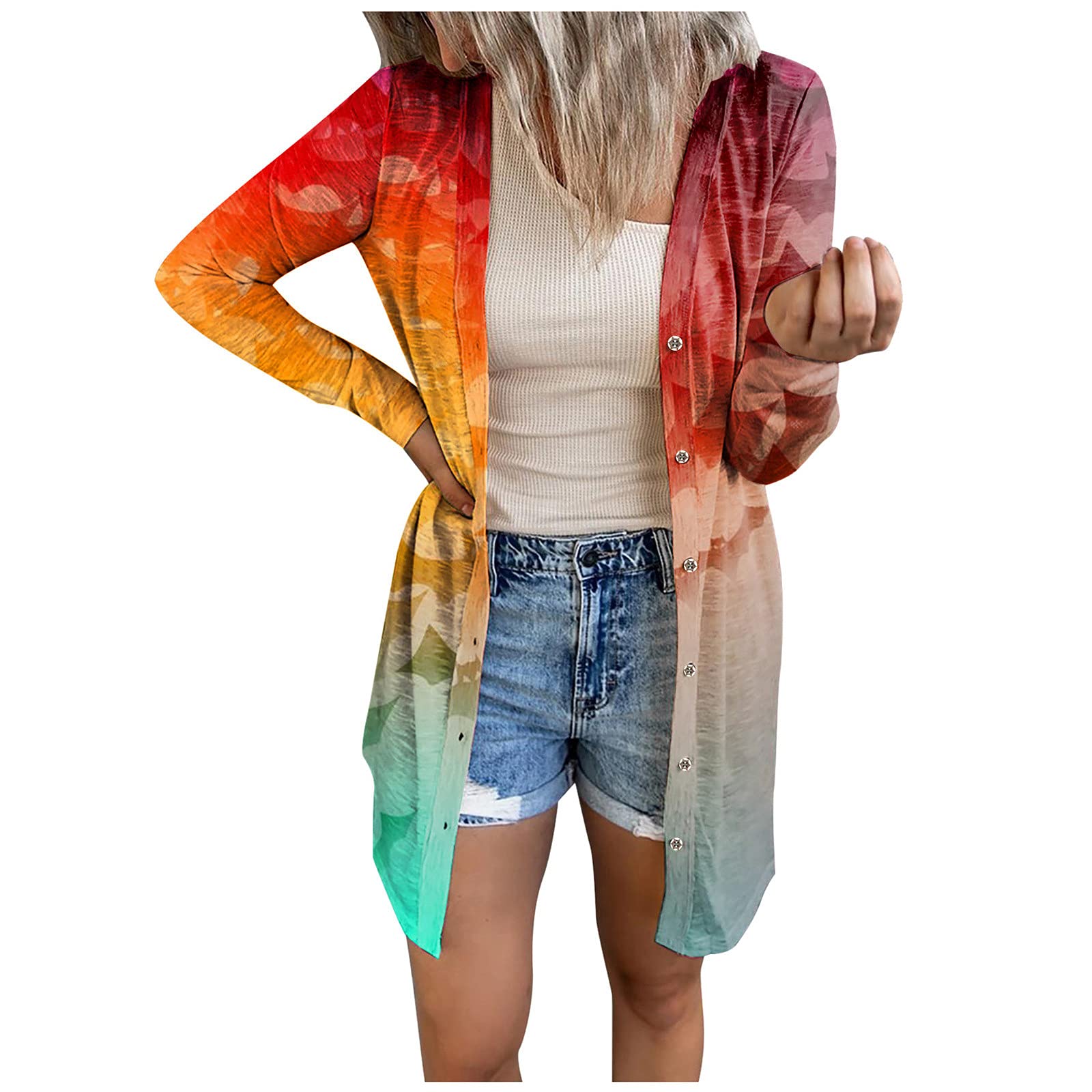 Women's Lightweight Open Front Cardigan Sweater with Pockets - Long Sleeve Chunky Knit Shrug Coat for Casual Wear, Office & Layering Outfits