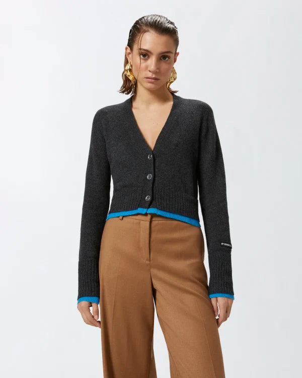 Luxury Cashmere Wool Cropped Cardigan Sweater for Women - Soft Grey Knitwear - Perfect for Office, Date Night & Fall Layering