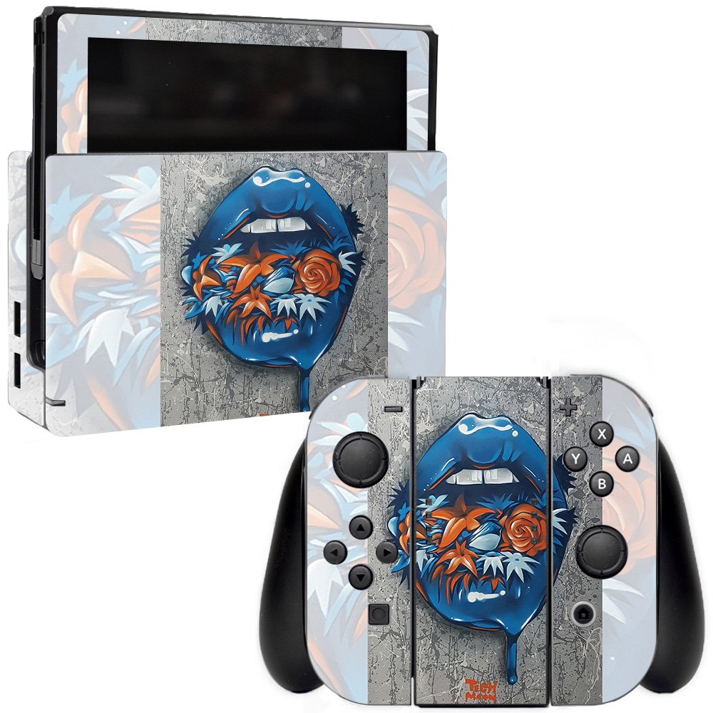 MightySkins Protective Vinyl Decal Wrap Cover for Nintendo Switch - Blue Lips Design | Durable, Customizable Skin | Easy to Apply & Remove | Made in USA | Perfect for Gaming, Travel & Personalization