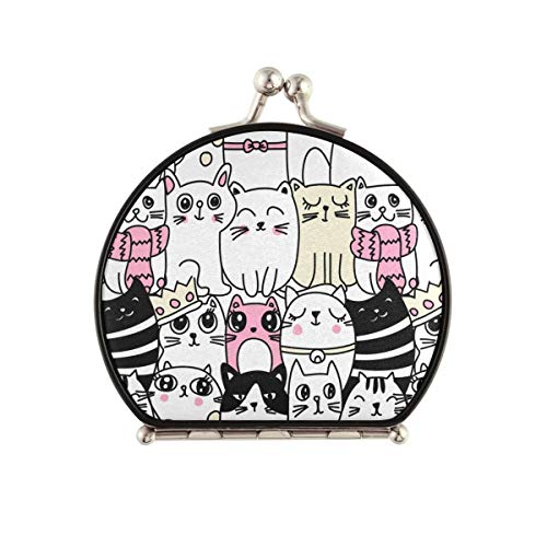 Cute Cat Travel Makeup Mirror - 2x/1x Magnification for Women | Portable & Washable for Travel & Home Use