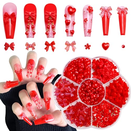 05 Bow Nail Charms | Reds