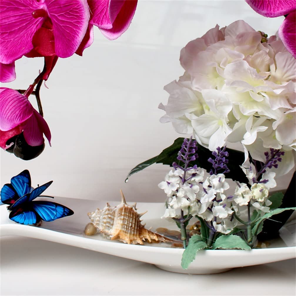 Premium Artificial Orchid Flowers - Faux Phalaenopsis Silk Flowers in Ceramic Pot, Purple Fake Floral Arrangement for Home Decor, Office, Wedding Centerpiece & Table Decorations - Perfect for Living Room, Bedroom, Dining Table & Event Decor