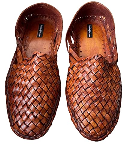 Handmade Men's Leather Woven Mules - Criss Cross Design Dark Brown Casual Flats | Kolhapuri Shoes for Comfortable Indoor & Outdoor Wear