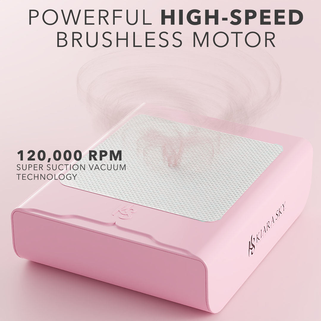 Beyond Pro Nail Dust Collector - Pink | Professional Nail Salon Dust Extractor for Acrylic, Gel & Dip Powder | Perfect for Home & Salon Use