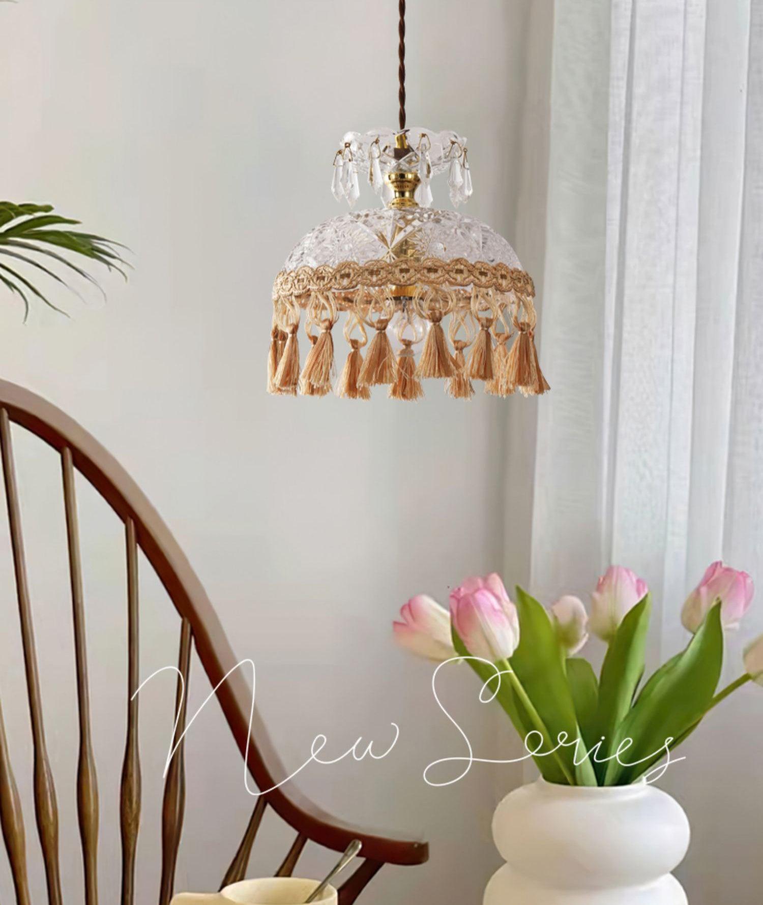 Modern Bowl Tassel Pendant Light - Elegant Hanging Chandelier for Dining Room, Kitchen Island, Bedroom & Living Room Decor