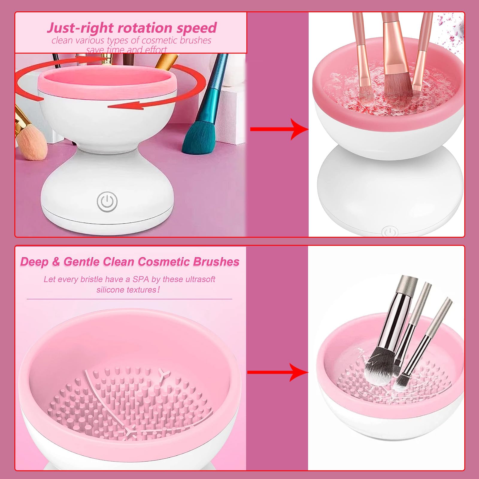 2 in 1 Electric Makeup Brush Cleaner Machine - Automatic USB Powered Beauty Blender & Cosmetic Brush Washer | Perfect for Home Salon & Professional Makeup Artists