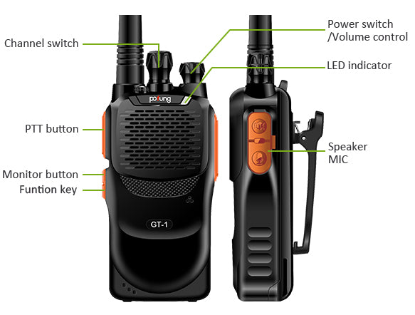 Baofeng GT-1 10 Pack Two Way Radio with UHF, 5W Power, 16 Channels, Built-in Flashlight & FM Function - Ideal for Outdoor Adventures, Construction Sites, and Emergency Communication