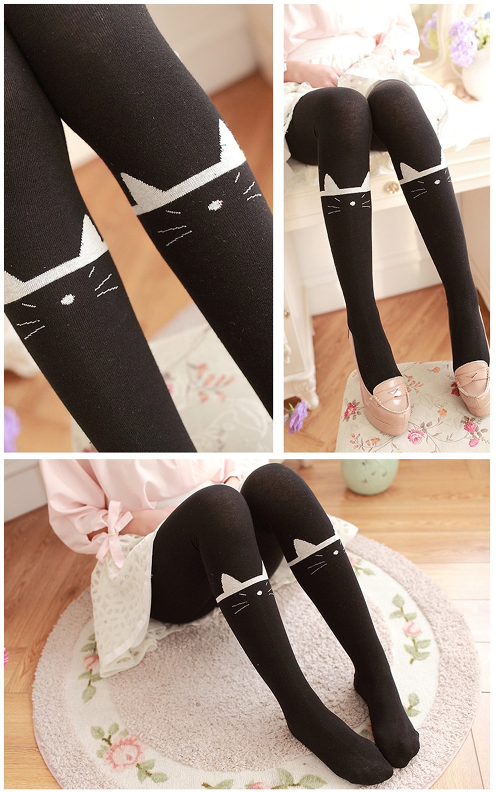 Black Cotton Leggings for Women - High Waist Compression Tights & Stockings - Comfortable Workout, Yoga, Running & Everyday Wear