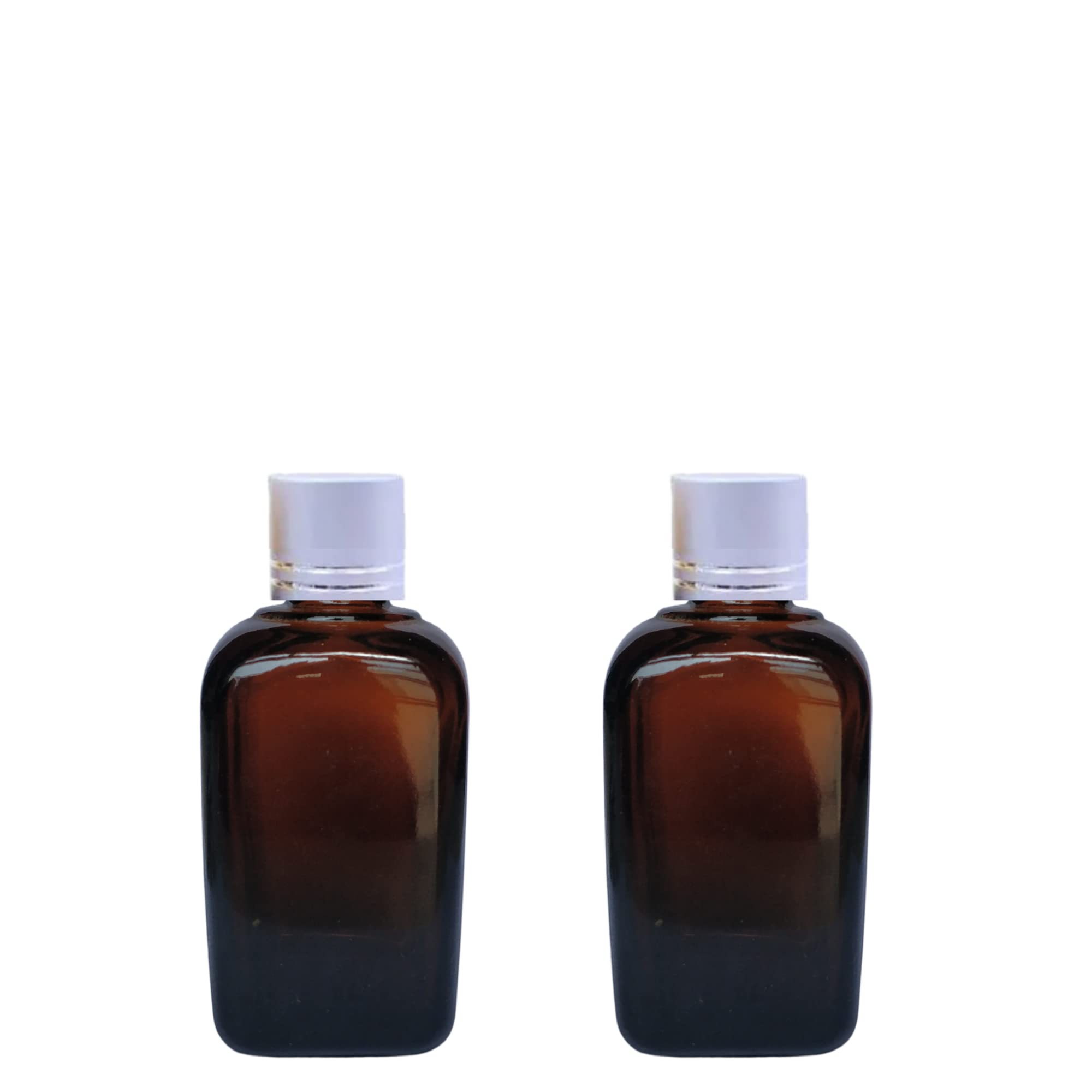 Refillable 15ml Amber Glass Bottles with Silver Cap & Dropper - Pack of 2, Square Cosmetic Containers for Essential Oils, Serums, DIY Skincare | Perfect for Travel, Home Spa & Beauty Storage