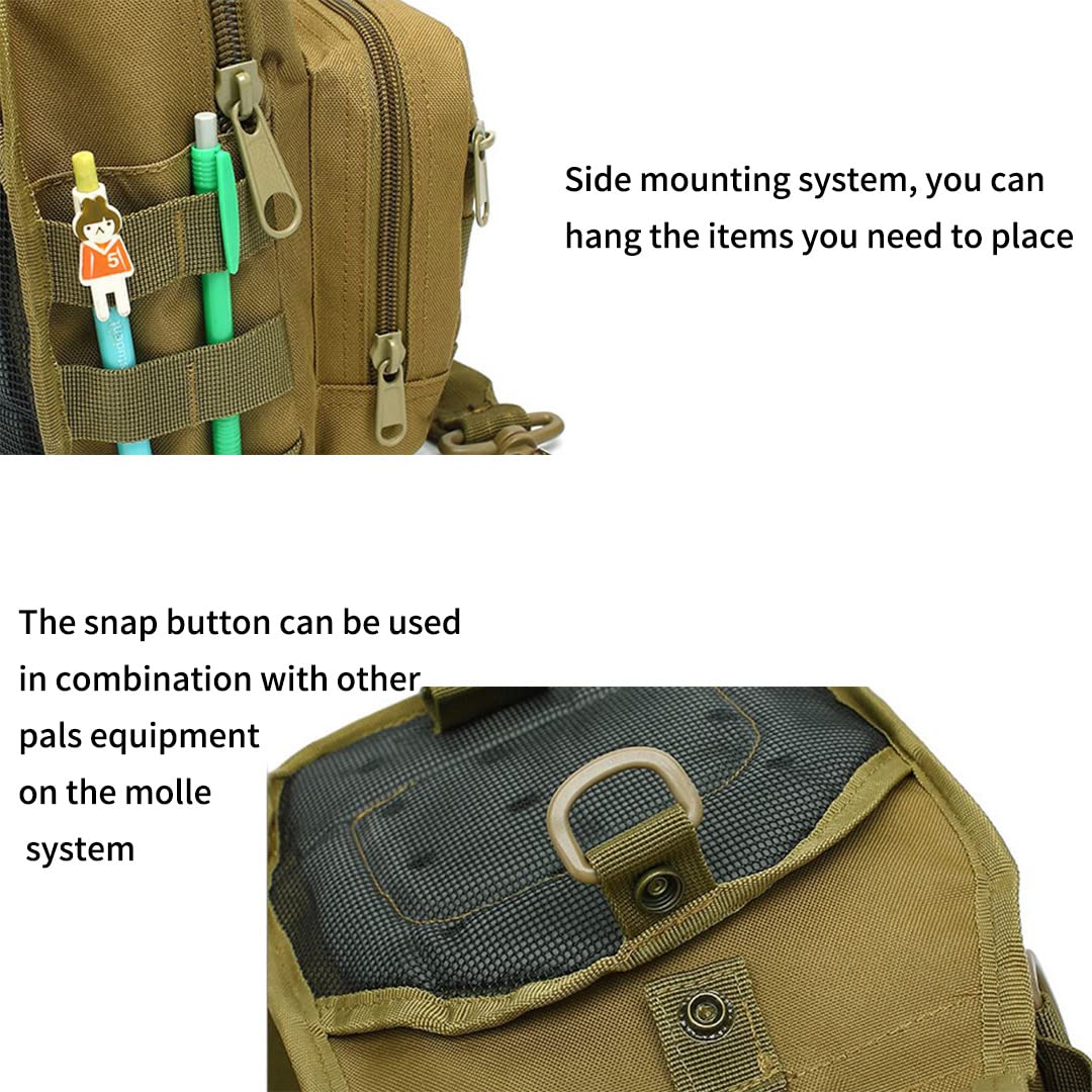Tactical Sling Bag Molle Crossbody for Hiking Cycling & Travel - Black