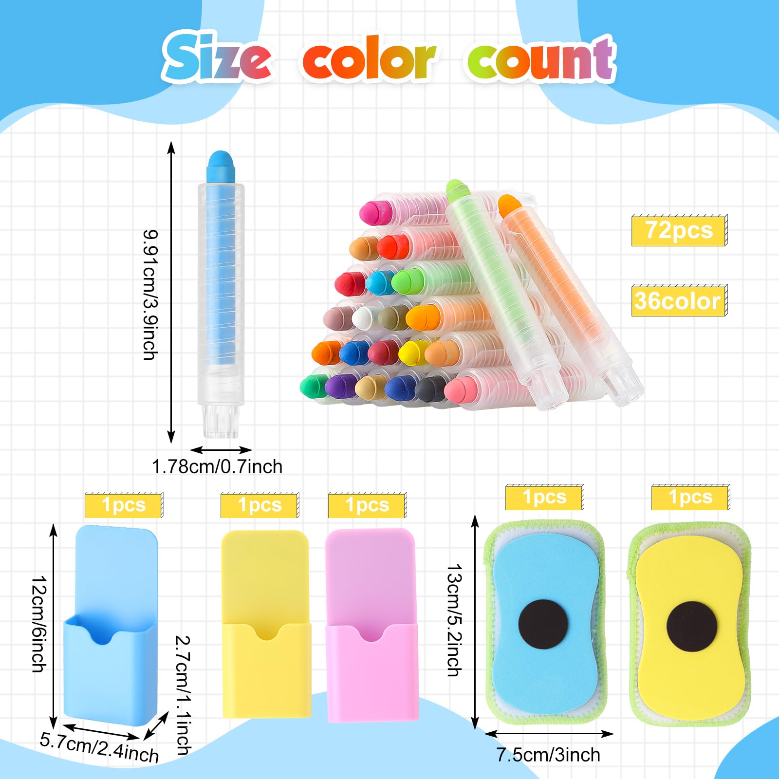Qilery 149-Piece Dustless Chalk Set - Non-Toxic Washable Magnetic Chalkboard Chalk with Holder for Kids & Teachers - Multicolor Classroom Supplies for Drawing, Writing & Learning - Perfect for Home, School & Office Use