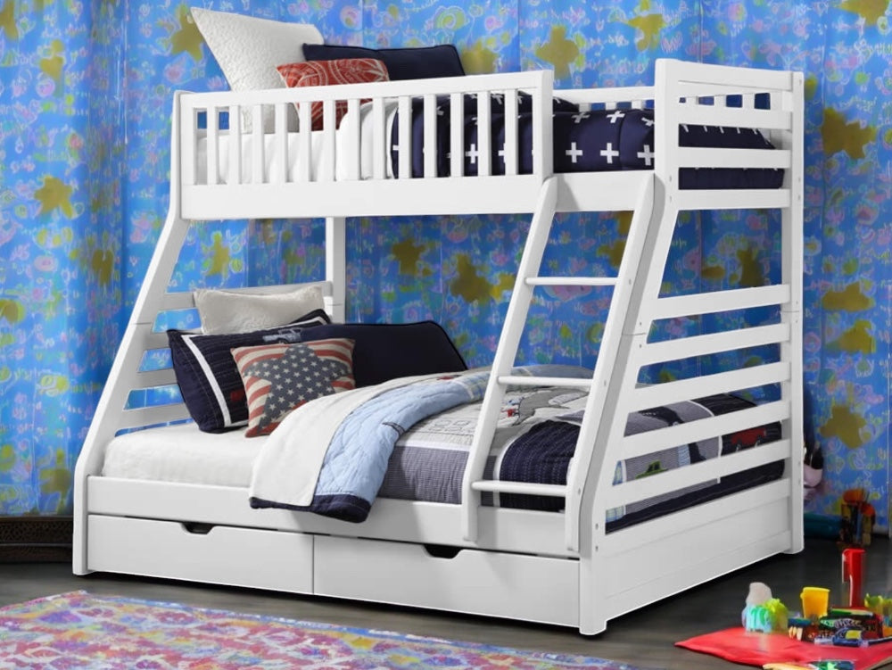 Starlink Wooden Bunk Bed with Storage Drawers - Twin Over Full Size Space-Saving Loft Bed for Kids, Teens & Guest Rooms