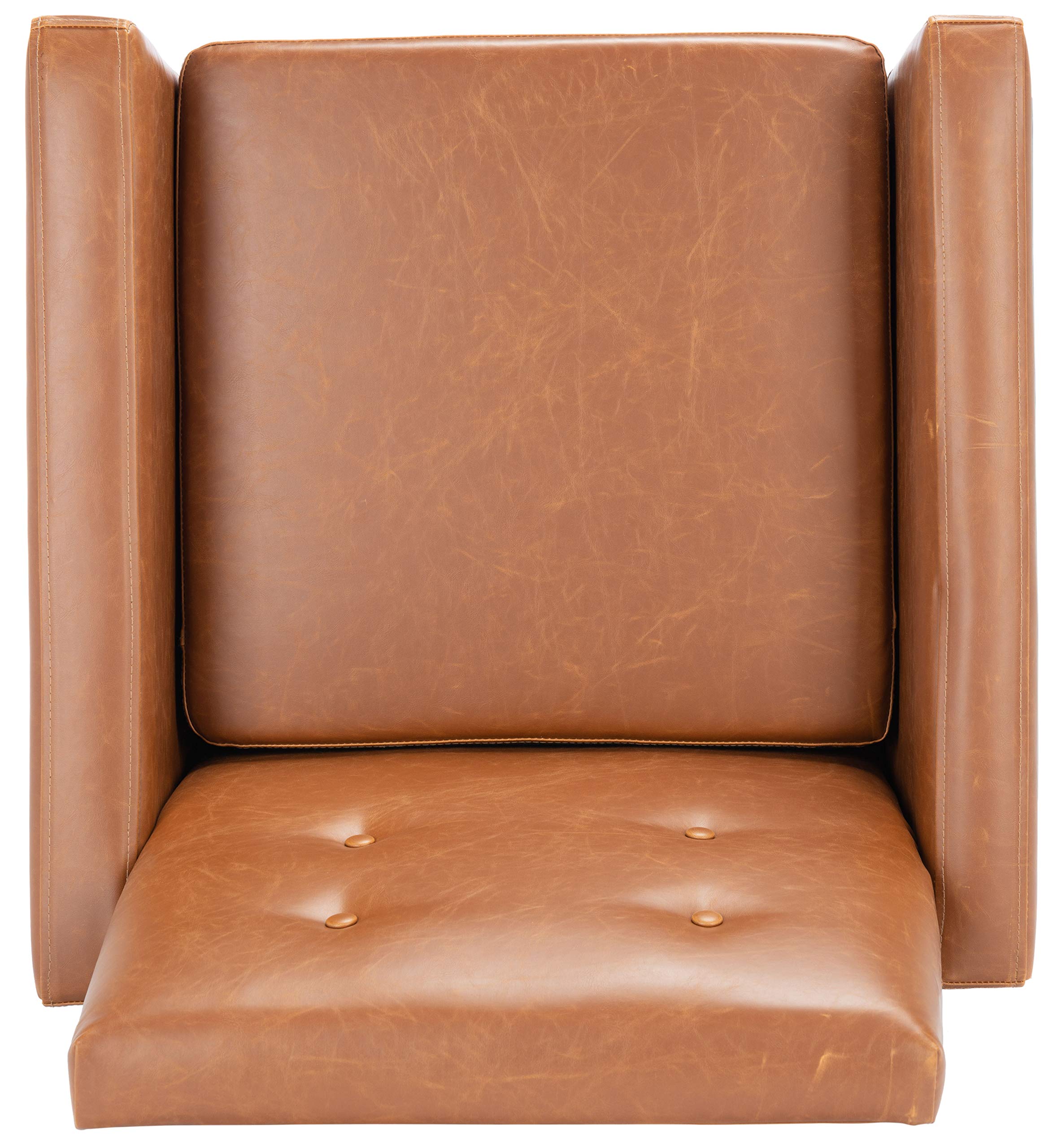 SAFAVIEH Roald Faux Leather Accent Club Chair ACH6209C - Light Brown/Antique Coffee - Modern Living Room Furniture for Home Office, Lounge & Reading Nook